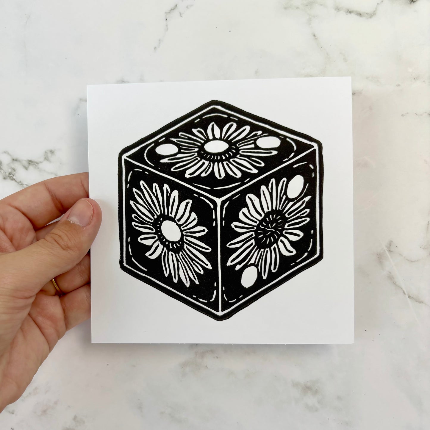 Sunflower D6 Linocut Print