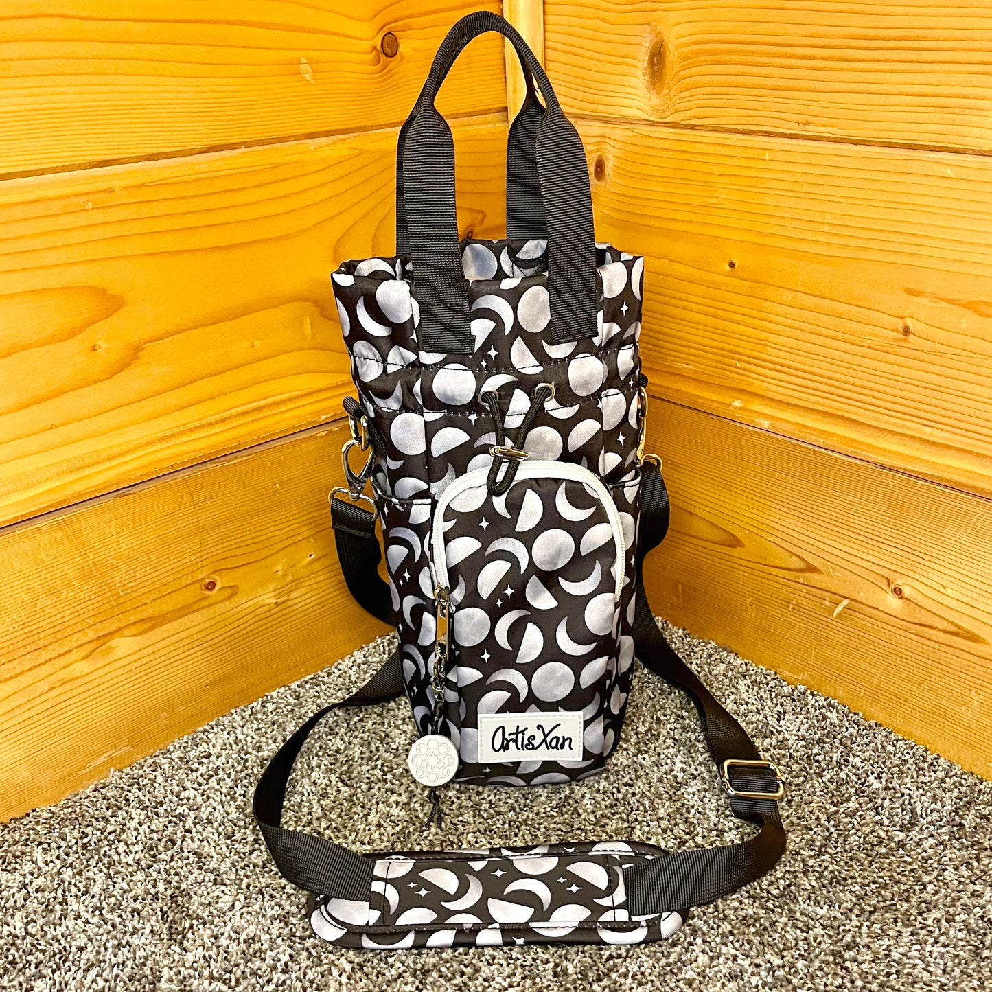 Moon Water Bottle Bag with Fidget Zipper Pull