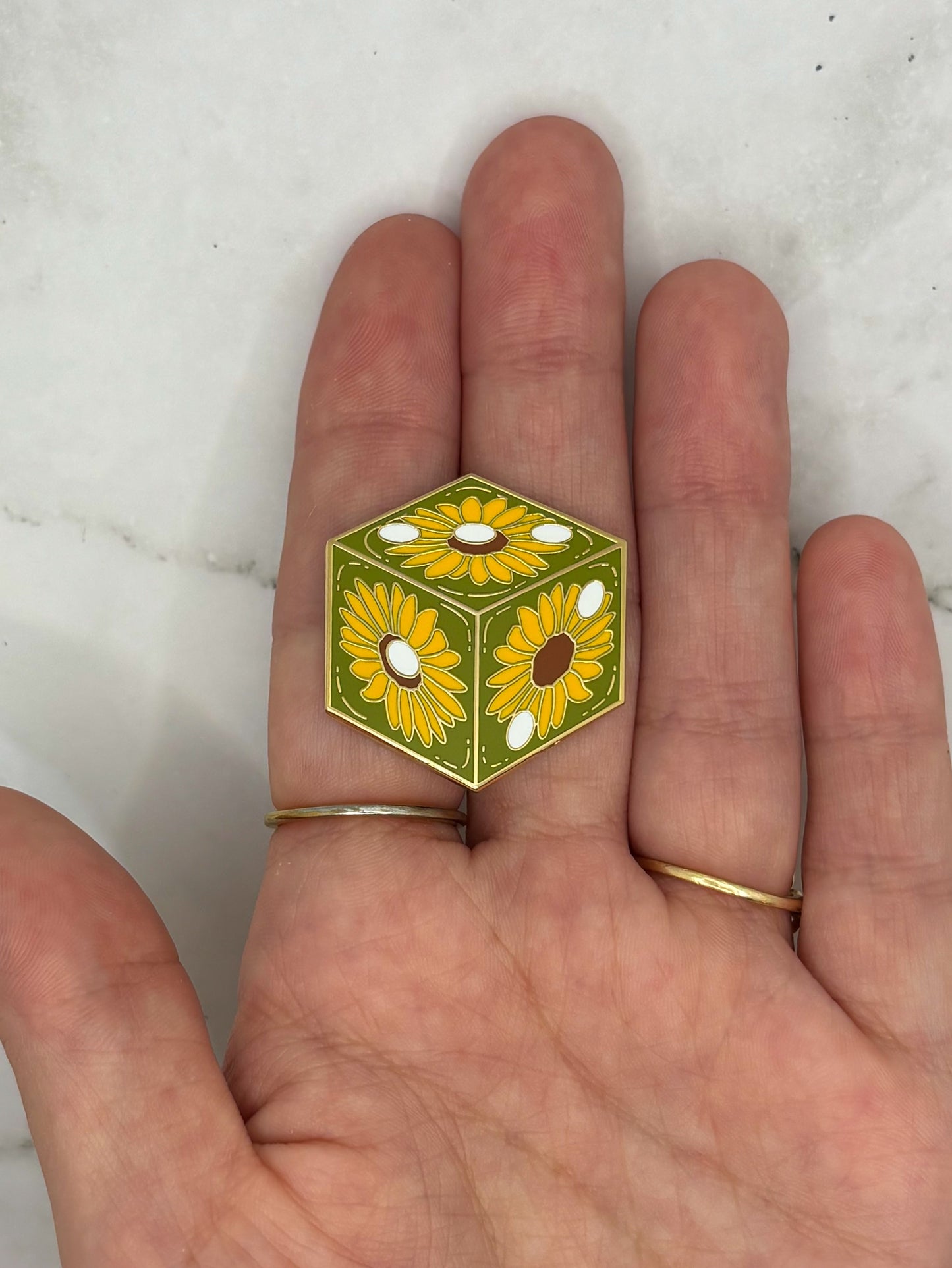 Sunflower D6 Enamel Pin