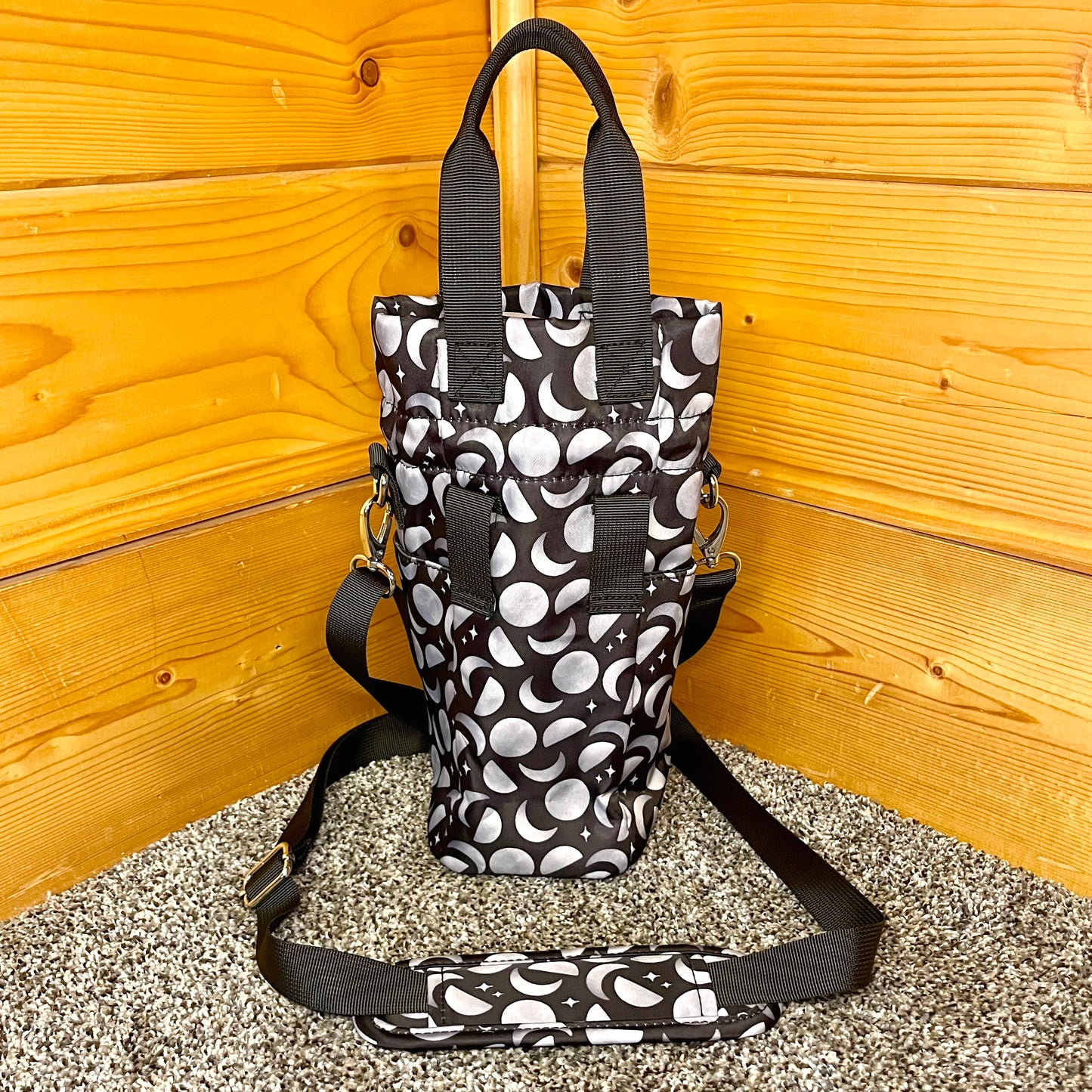 Moon Water Bottle Bag with Fidget Zipper Pull