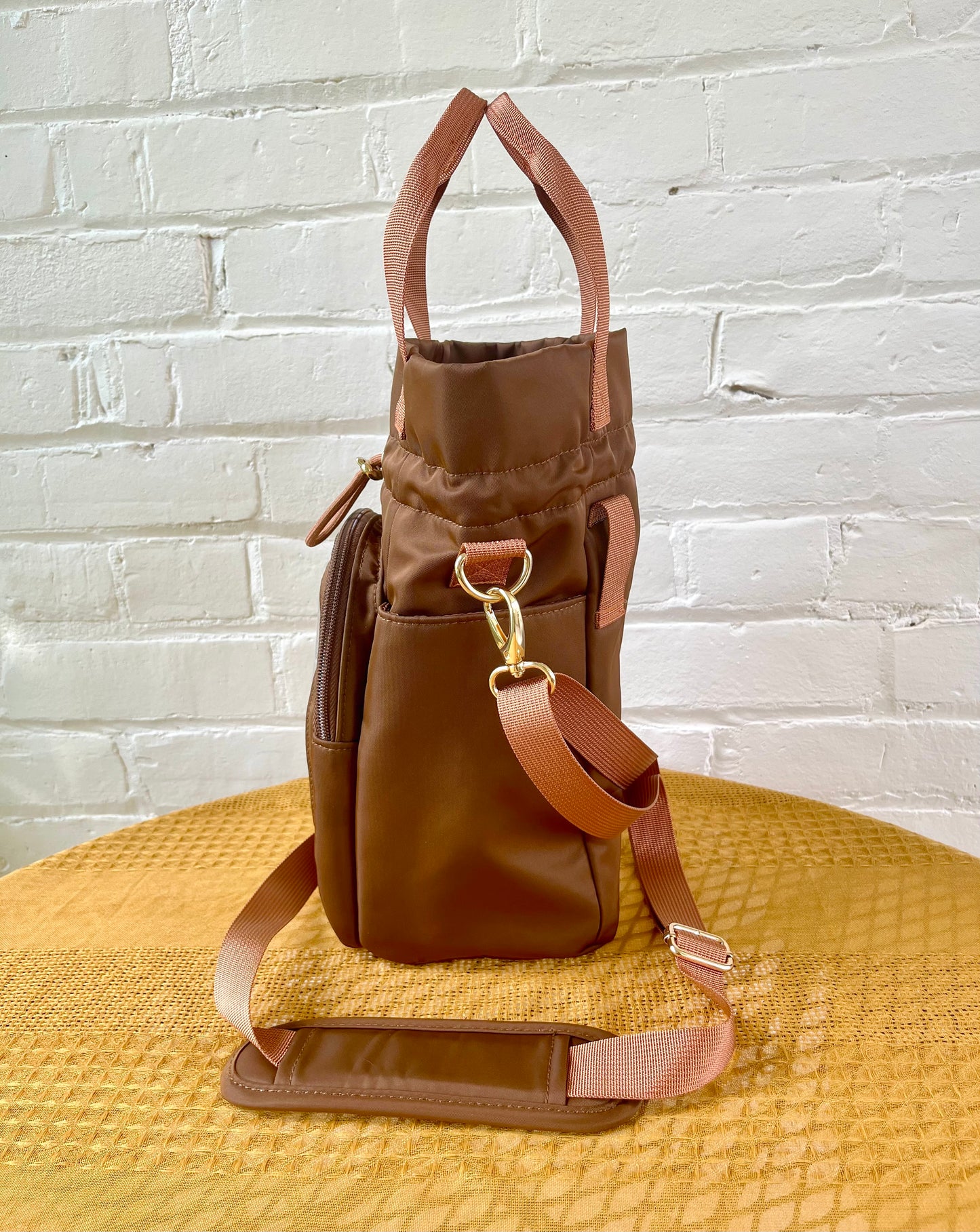 Large Brown Ita Water Bottle Bag with Fidget Zipper Pull