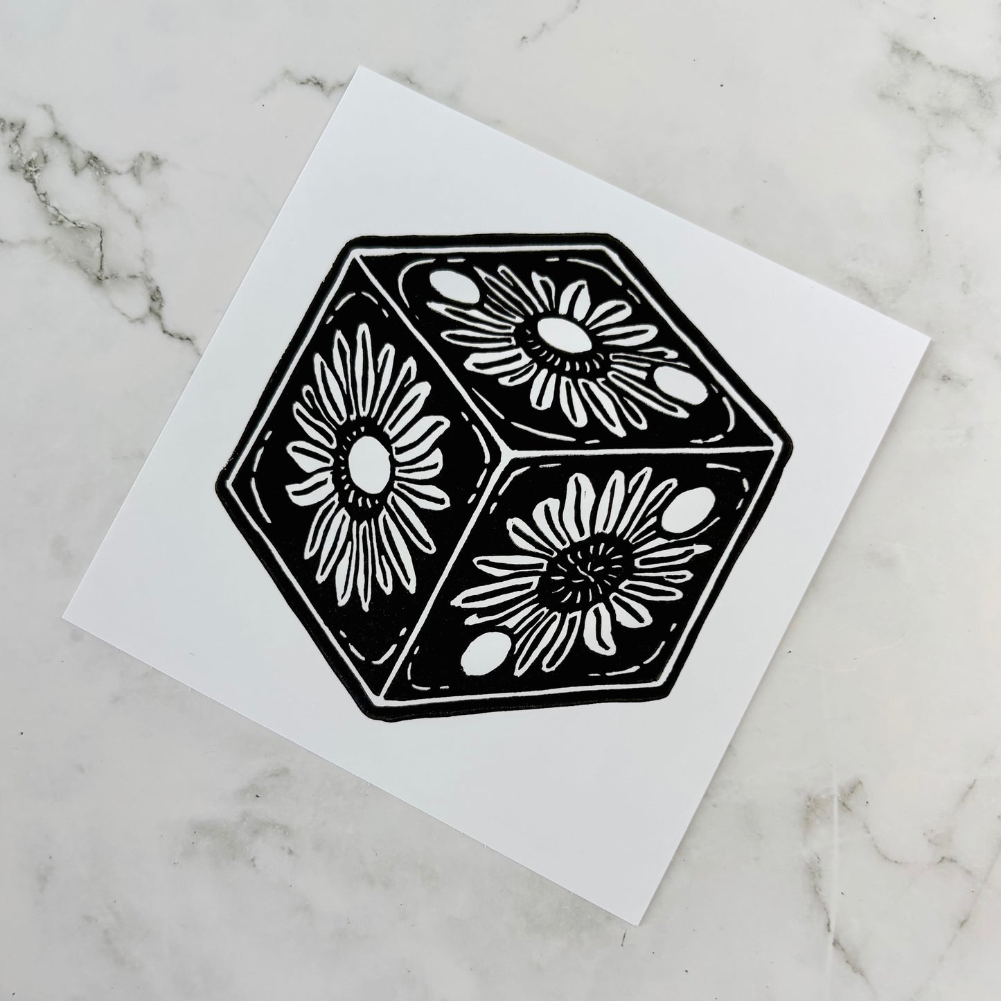 Sunflower D6 Linocut Print