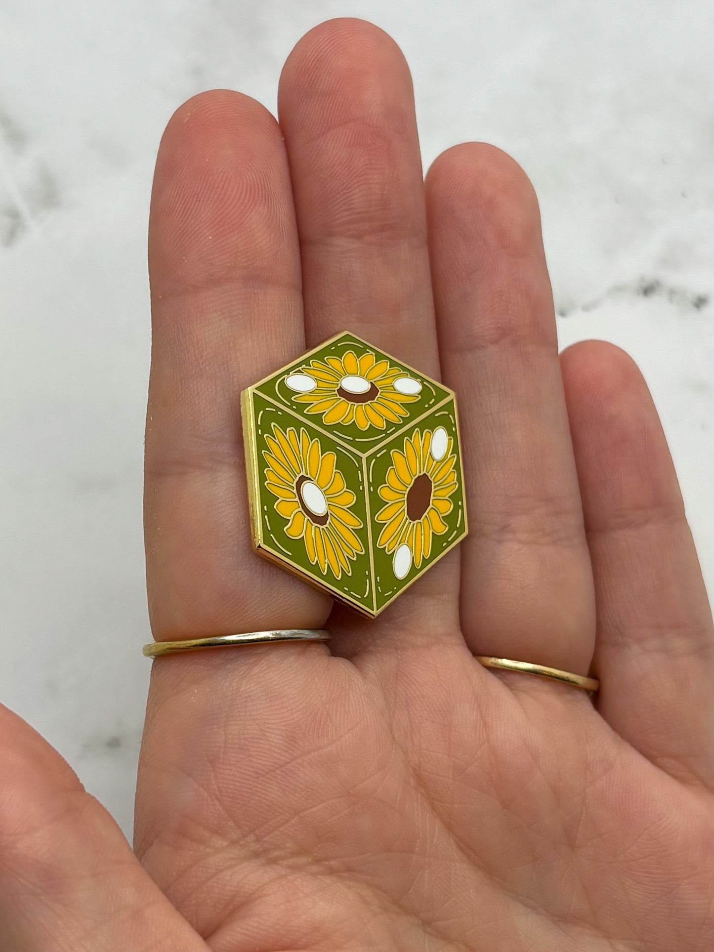 Sunflower D6 Enamel Pin