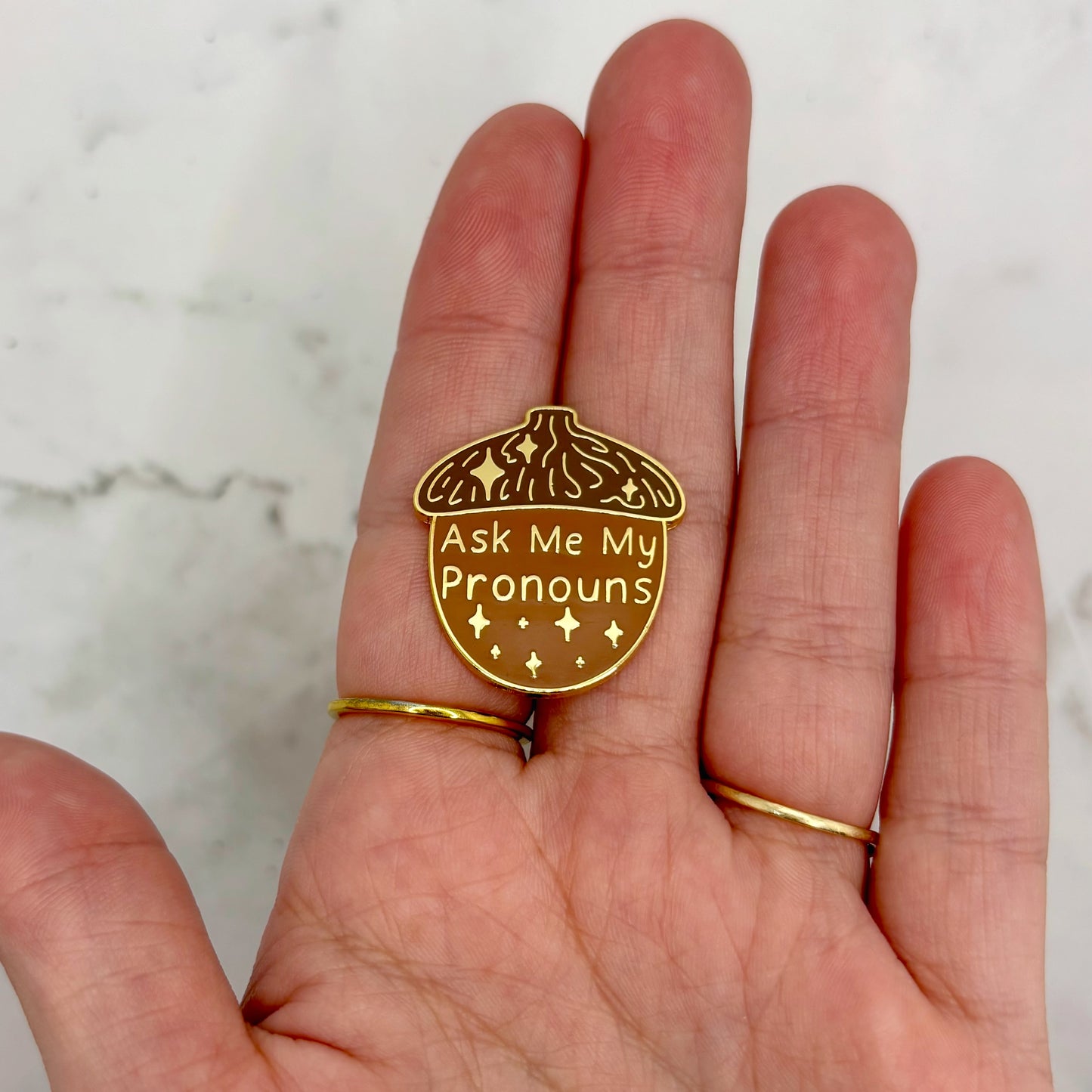 Acorn Pronoun Enamel Pin