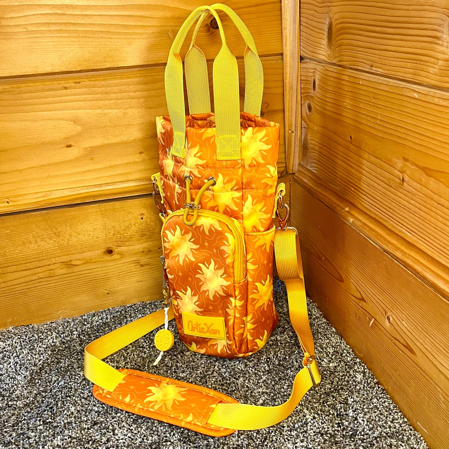 Sun Water Bottle Bag with Fidget Zipper Pull