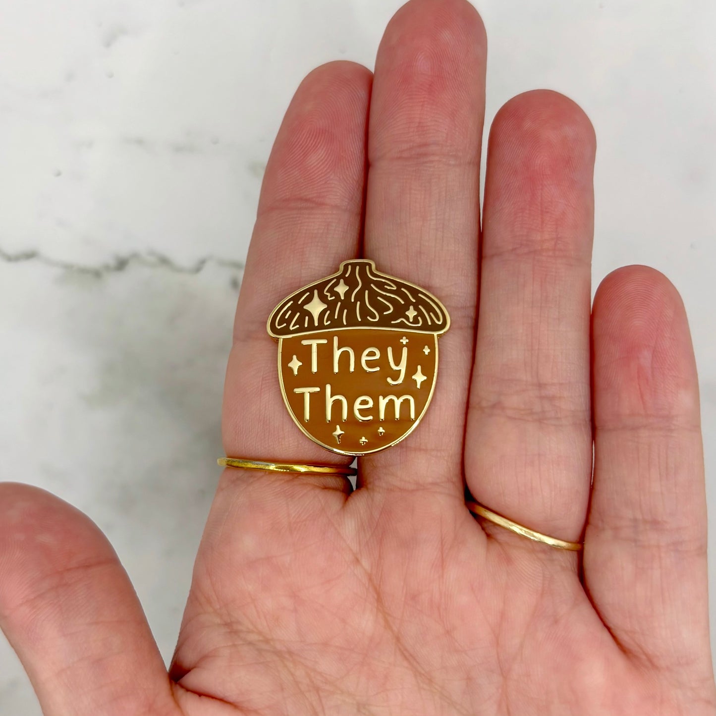 Acorn Pronoun Enamel Pin