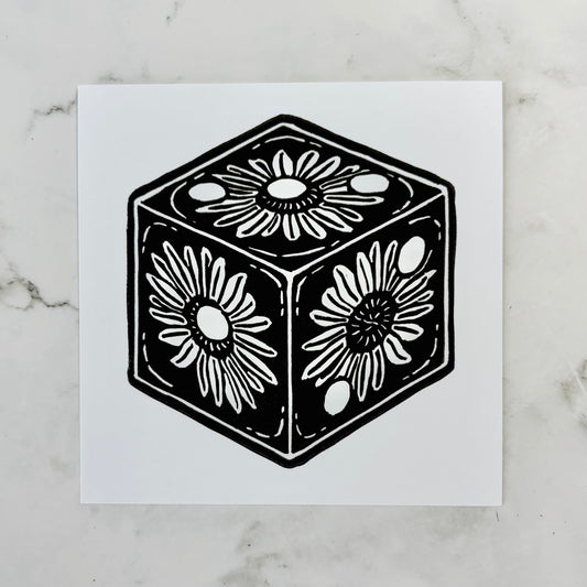 Sunflower D6 Linocut Print