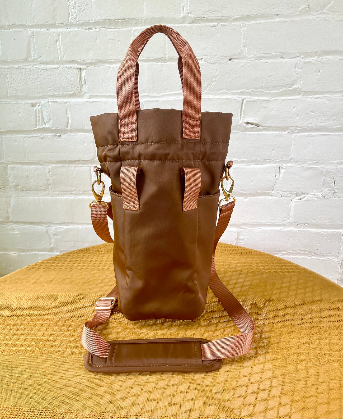 Large Brown Ita Water Bottle Bag with Fidget Zipper Pull