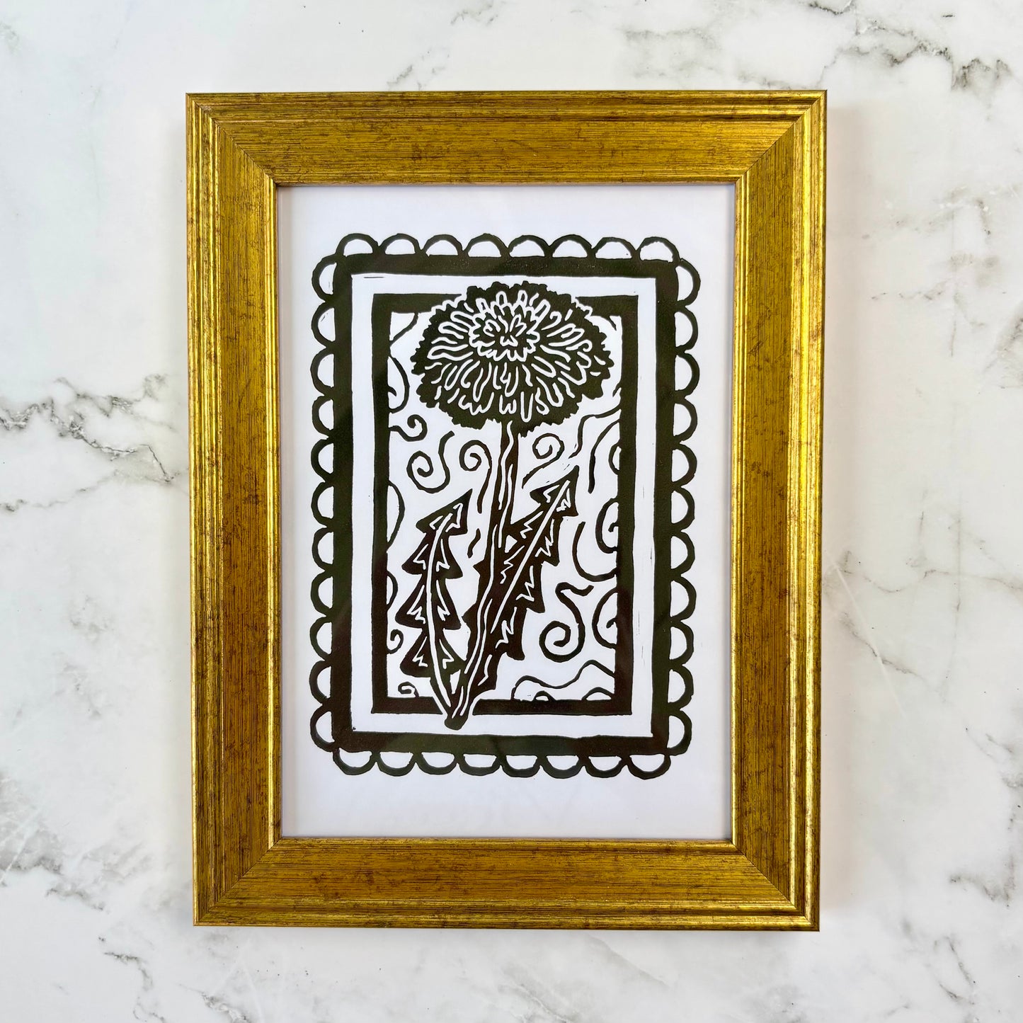 Dandelion Linocut Print