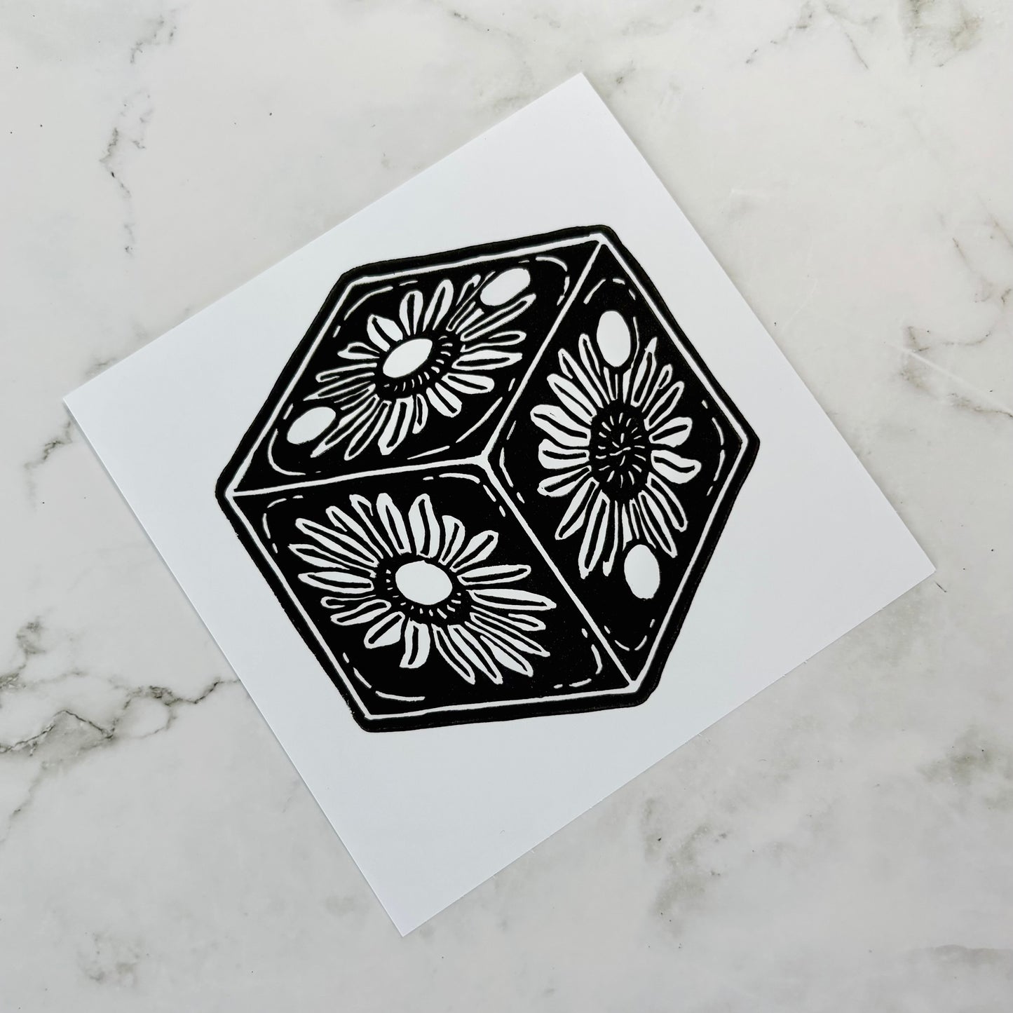 Sunflower D6 Linocut Print