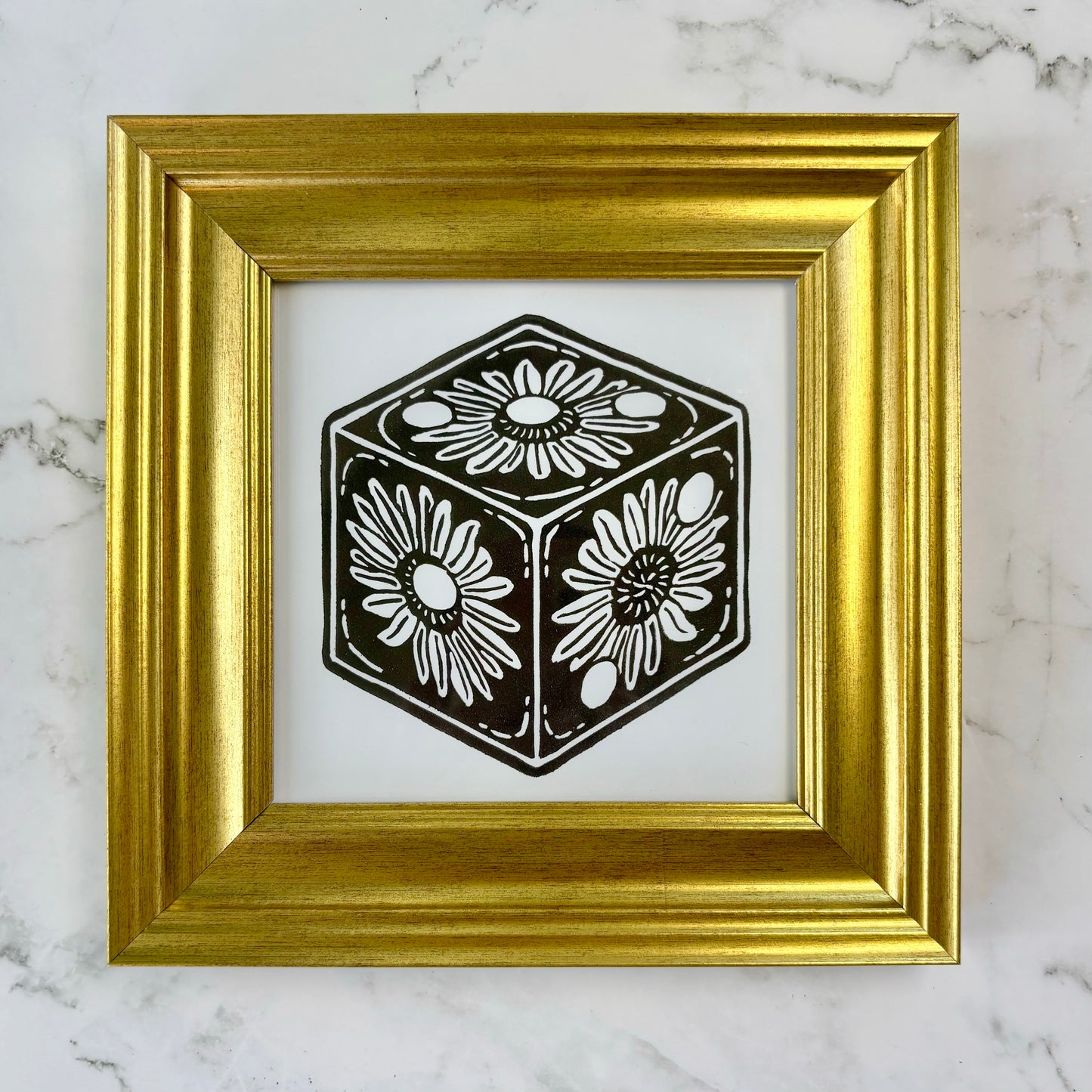 Sunflower D6 Linocut Print