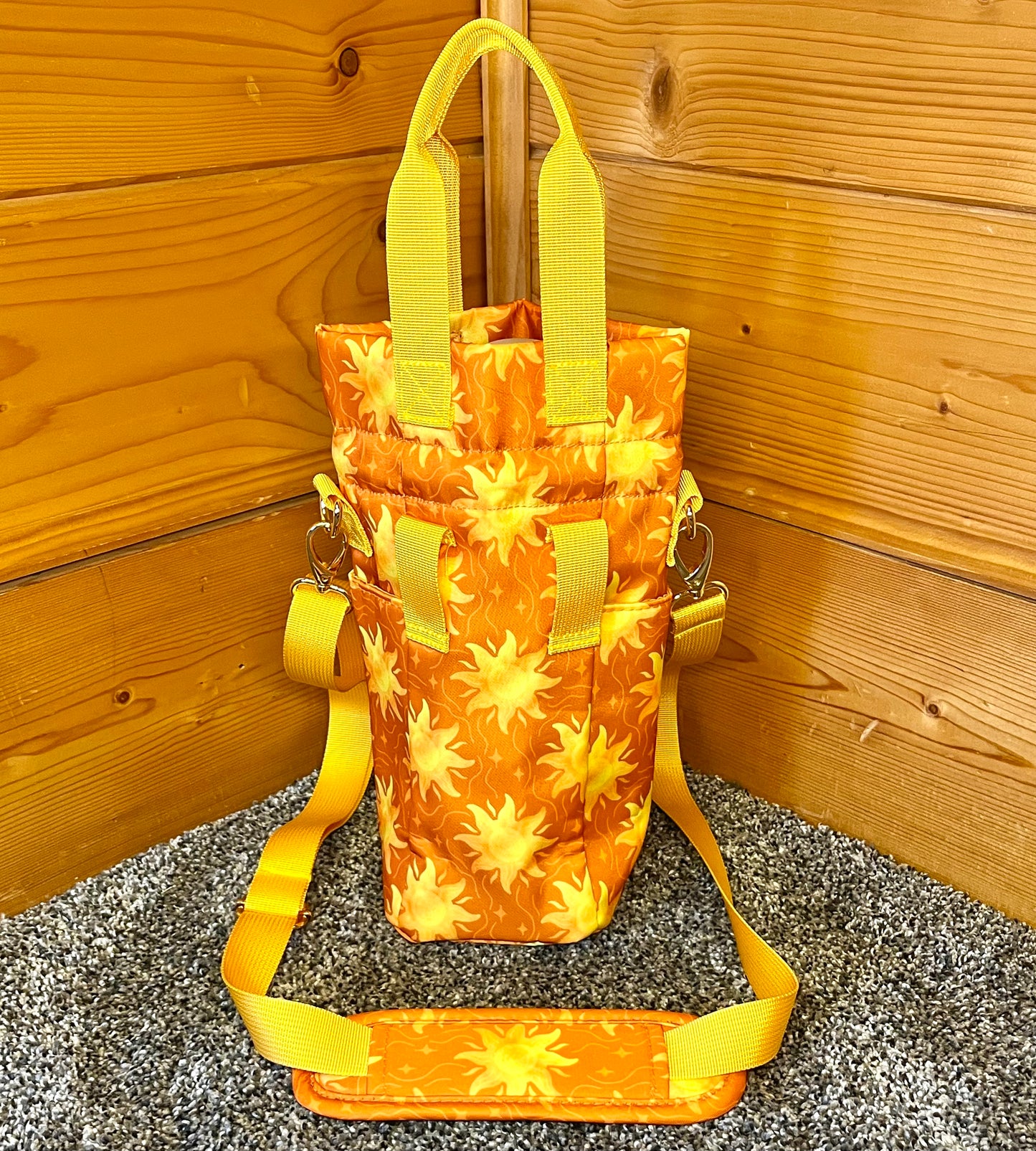 Sun Water Bottle Bag with Fidget Zipper Pull