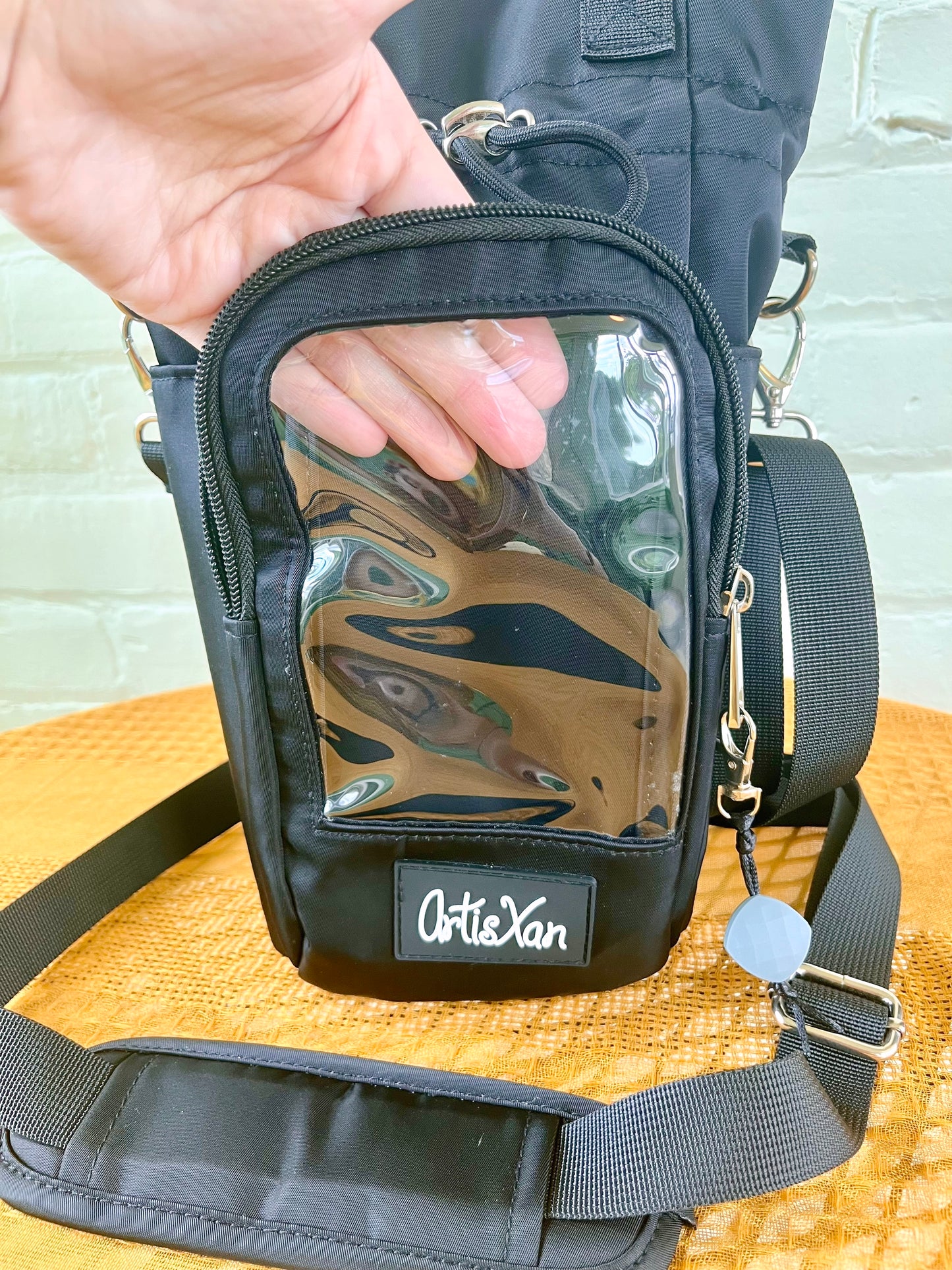 Large Black Ita Water Bottle Bag with Fidget Zipper Pull