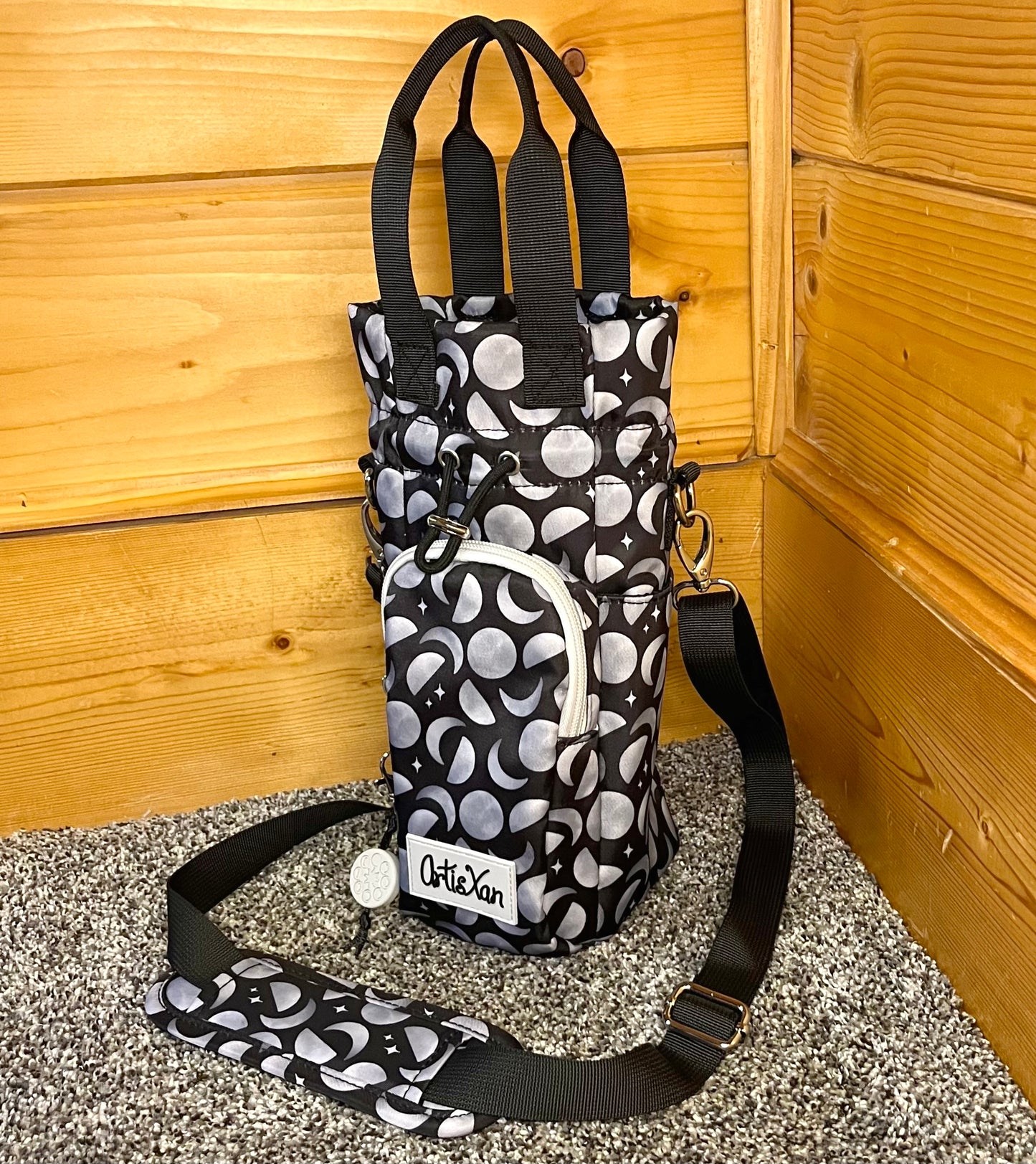 Moon Water Bottle Bag with Fidget Zipper Pull