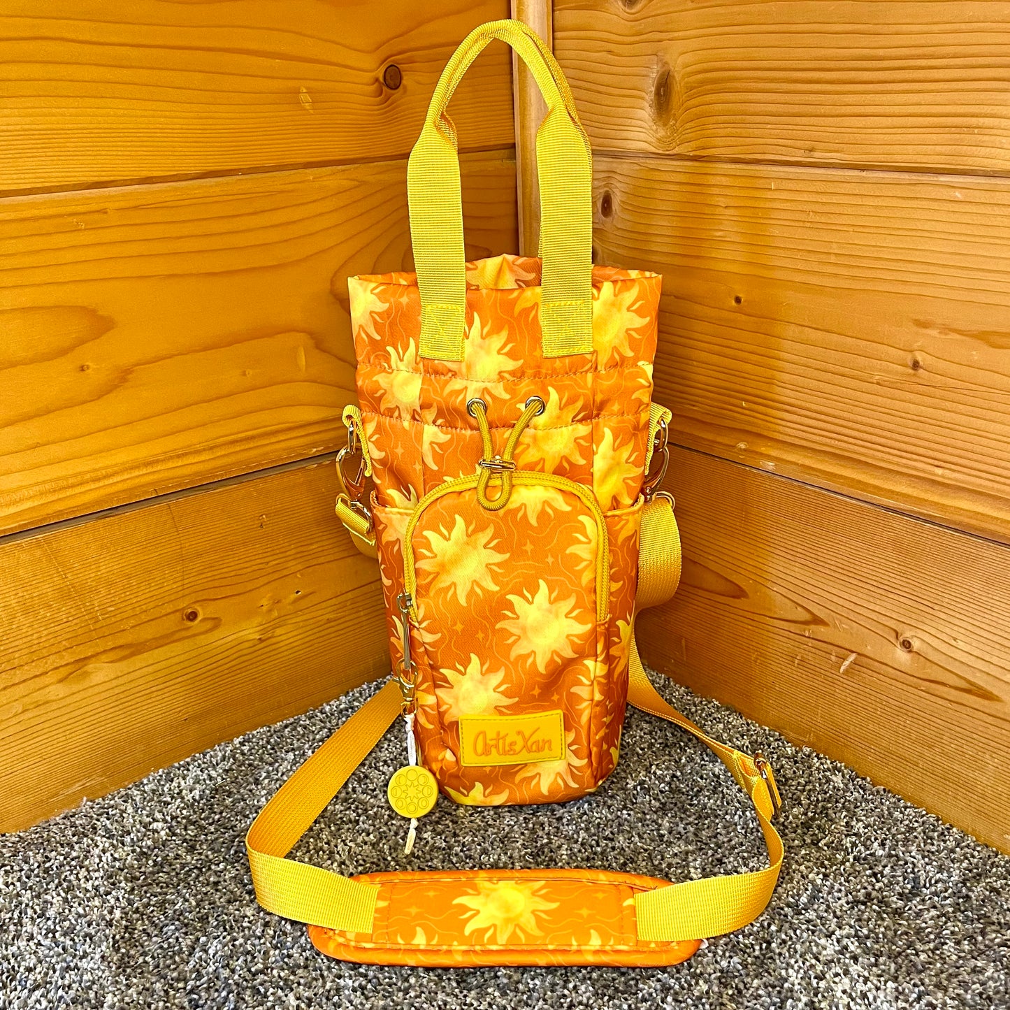 Sun Water Bottle Bag with Fidget Zipper Pull