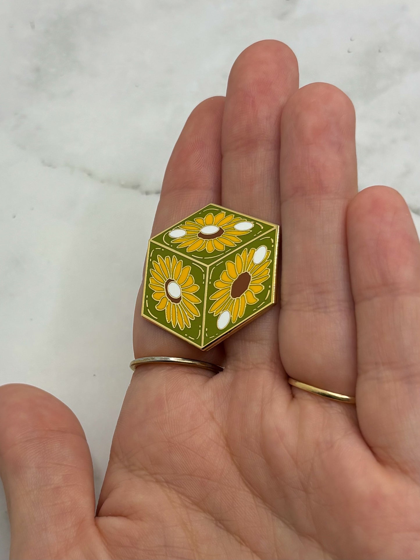Sunflower D6 Enamel Pin