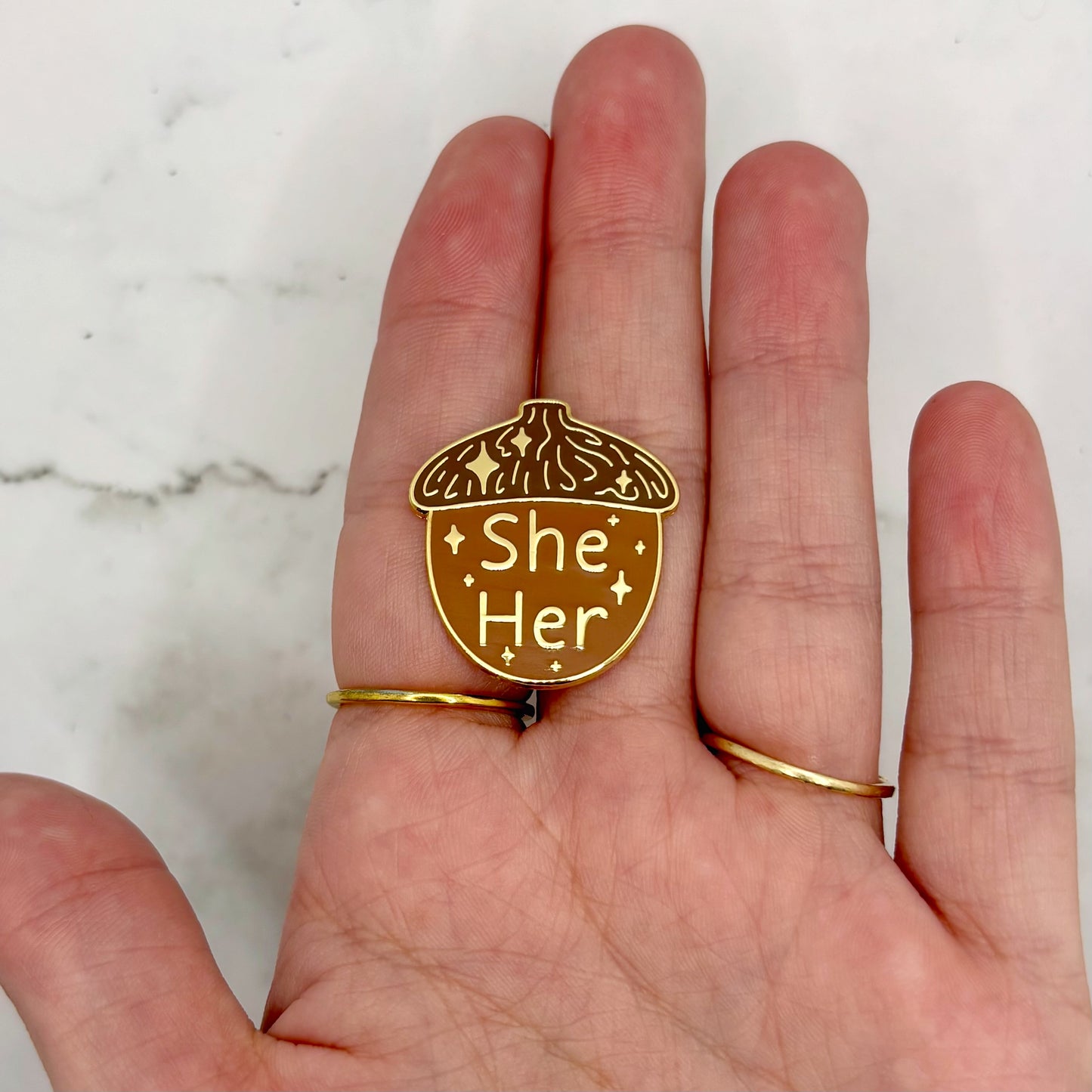 Acorn Pronoun Enamel Pin