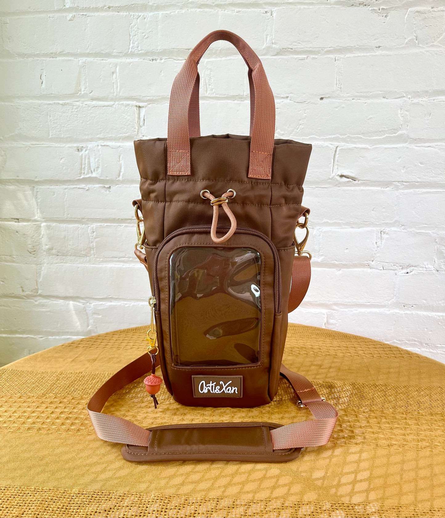 Large Brown Ita Water Bottle Bag with Fidget Zipper Pull