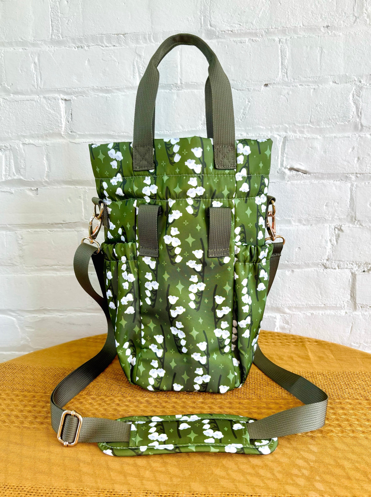 PRE-ORDER Large Lily of The Valley Ita Water Bottle Bag with Fidget Zipper Pull