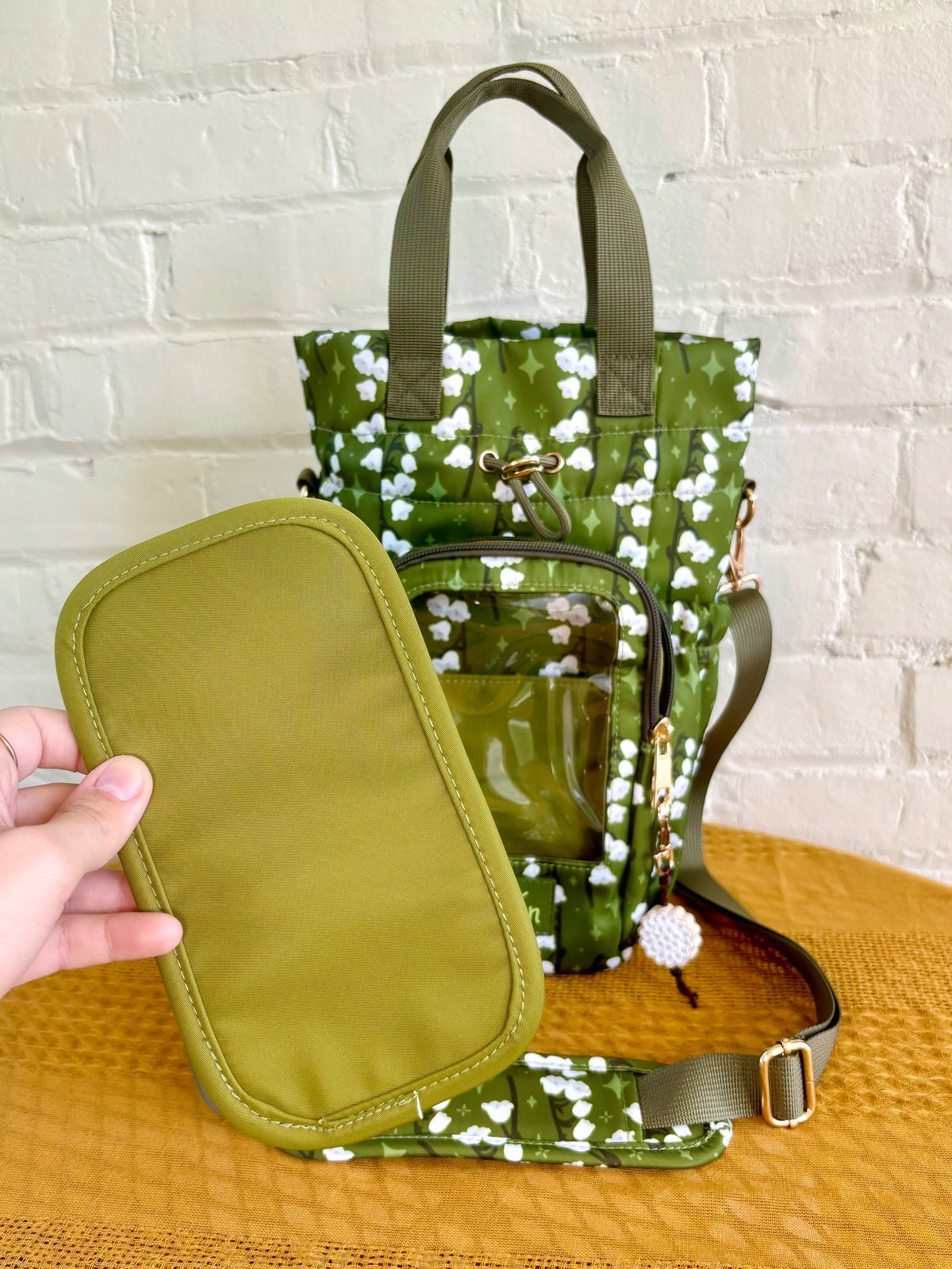 PRE-ORDER Large Lily of The Valley Ita Water Bottle Bag with Fidget Zipper Pull