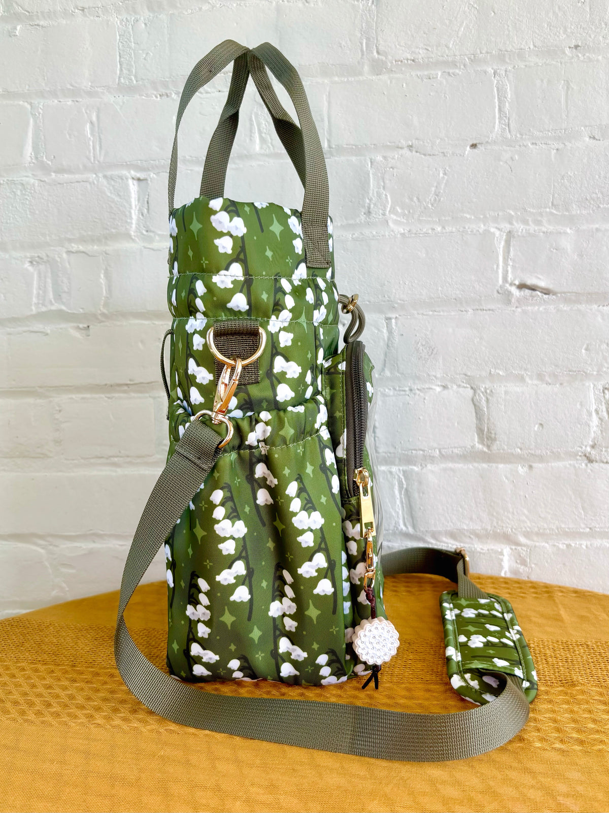 PRE-ORDER Large Lily of The Valley Ita Water Bottle Bag with Fidget Zipper Pull