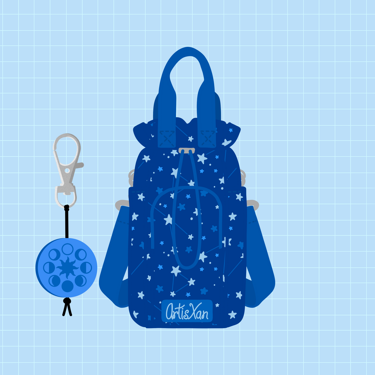 Star Water Bottle Bag with Fidget Zipper Pull