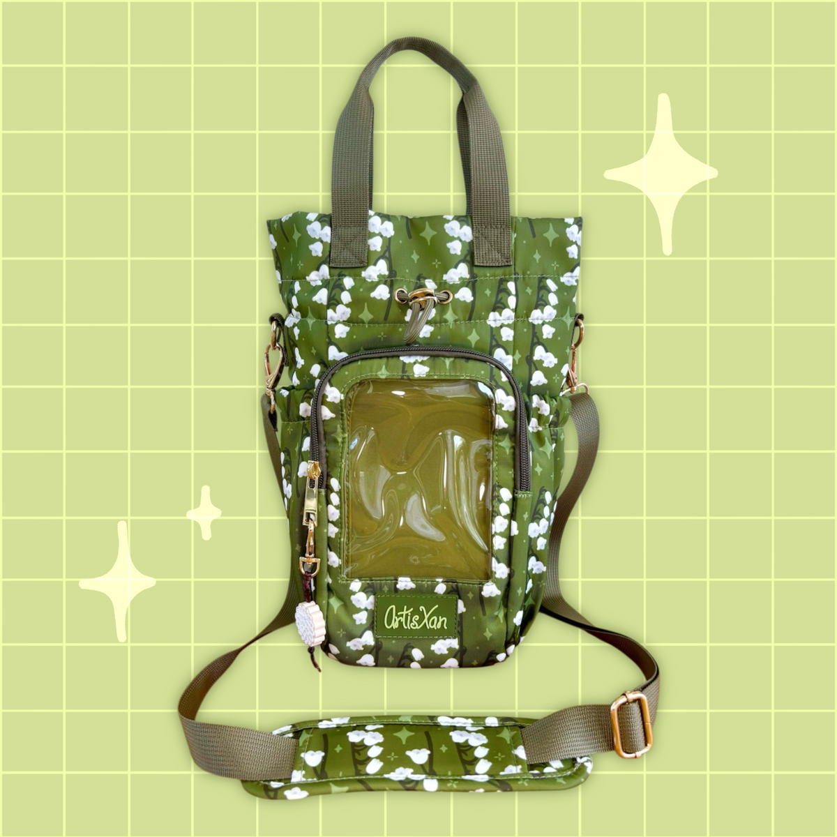 PRE-ORDER Large Lily of The Valley Ita Water Bottle Bag with Fidget Zipper Pull