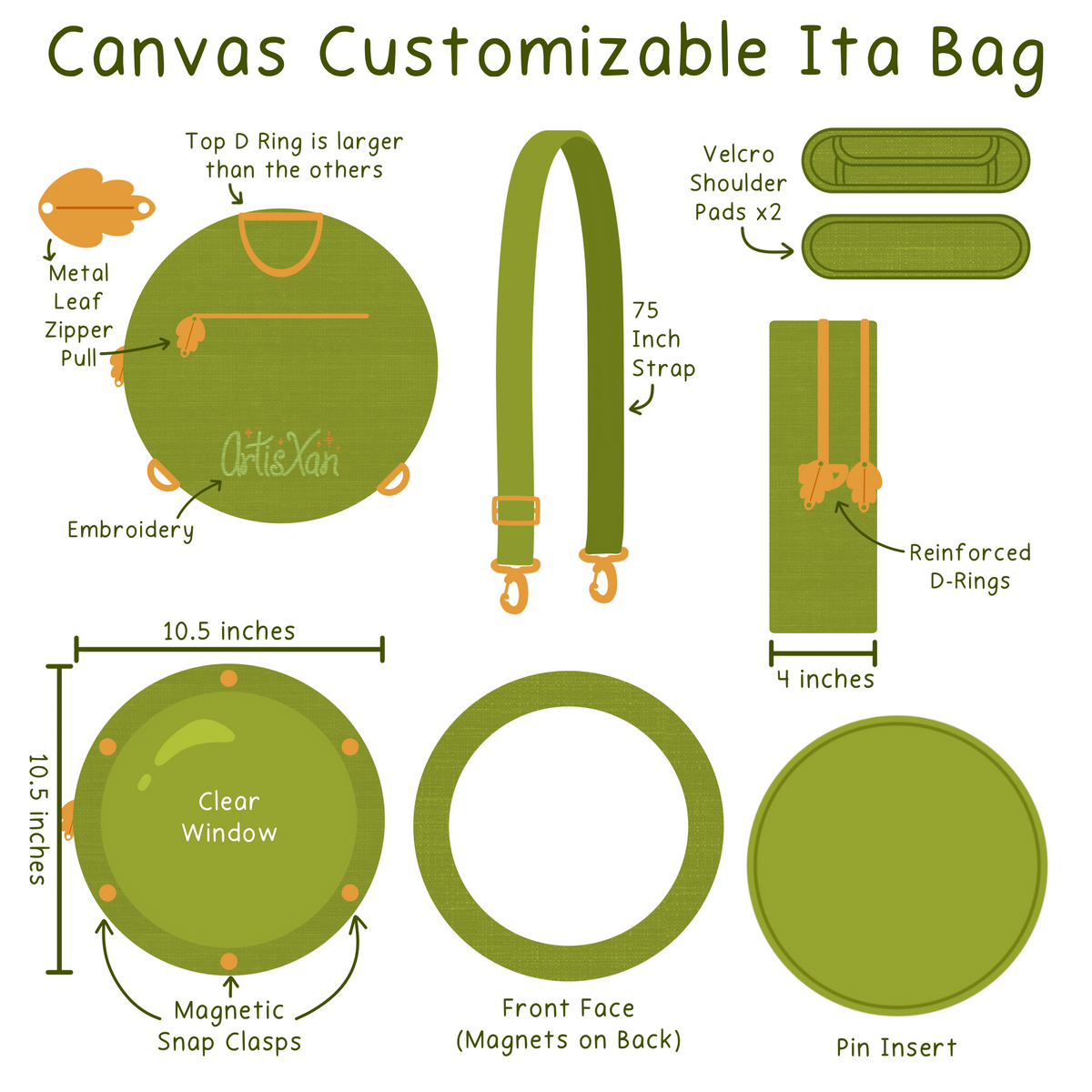 PRE-ORDER: Round Organizer for Canvas Customizable Ita Bags