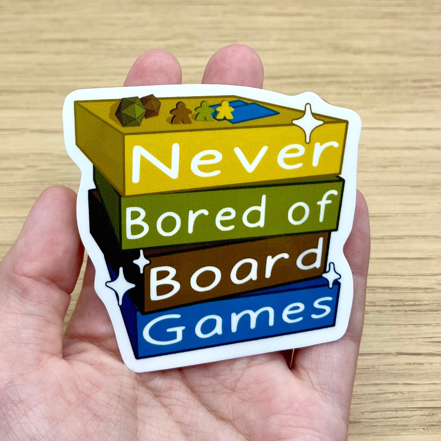Never Bored of Board Games Sticker