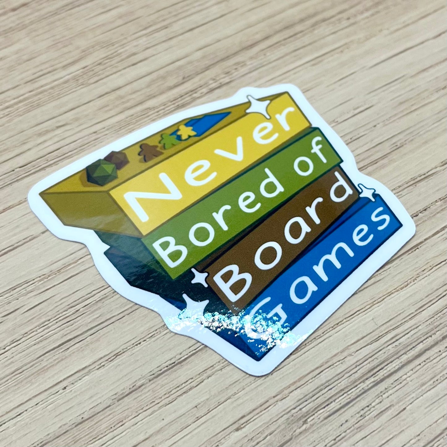 Never Bored of Board Games Sticker