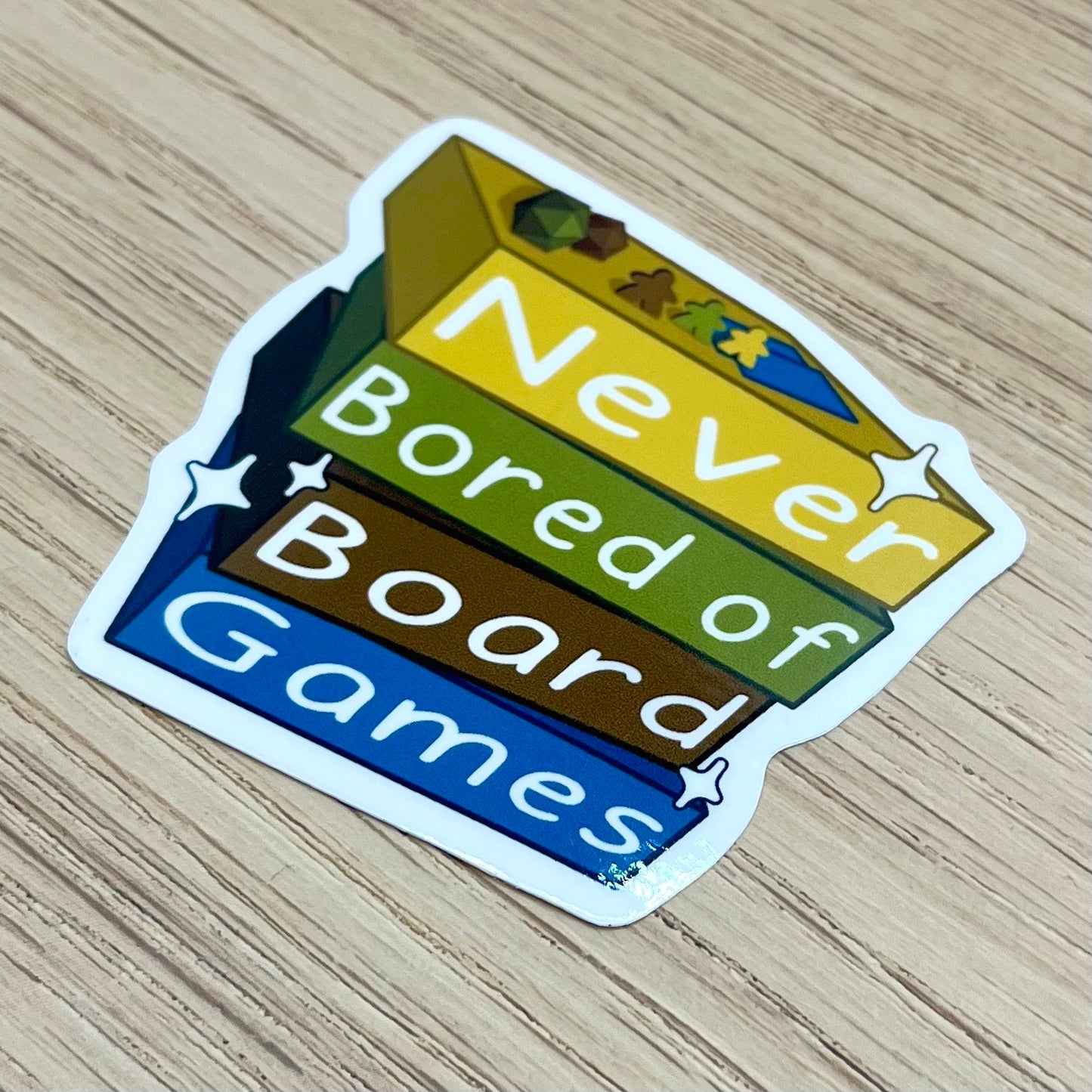 Never Bored of Board Games Sticker