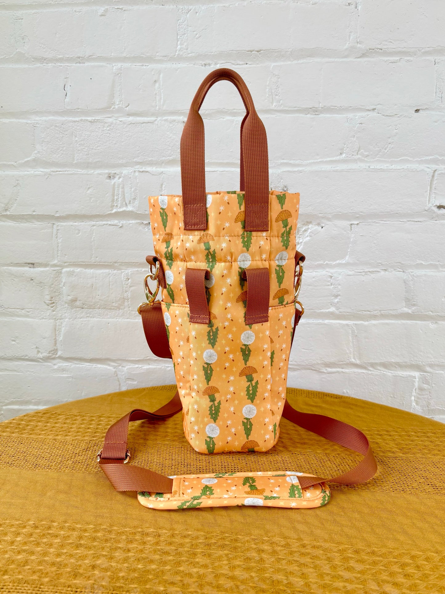 Dandelion Water Bottle Bag with Fidget Zipper Pull