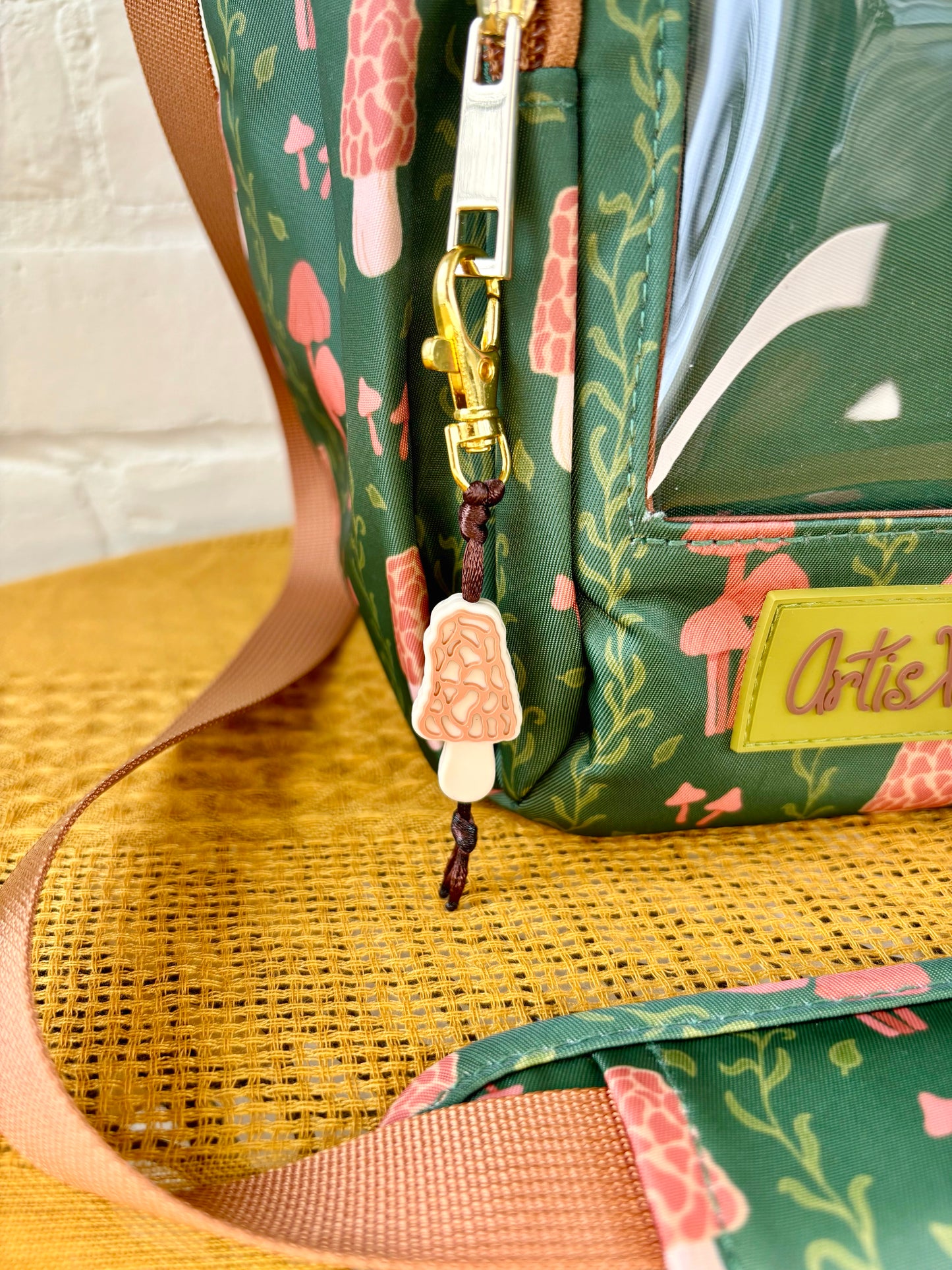 Large Mushroom Ita Water Bottle Bag with Fidget Zipper Pull