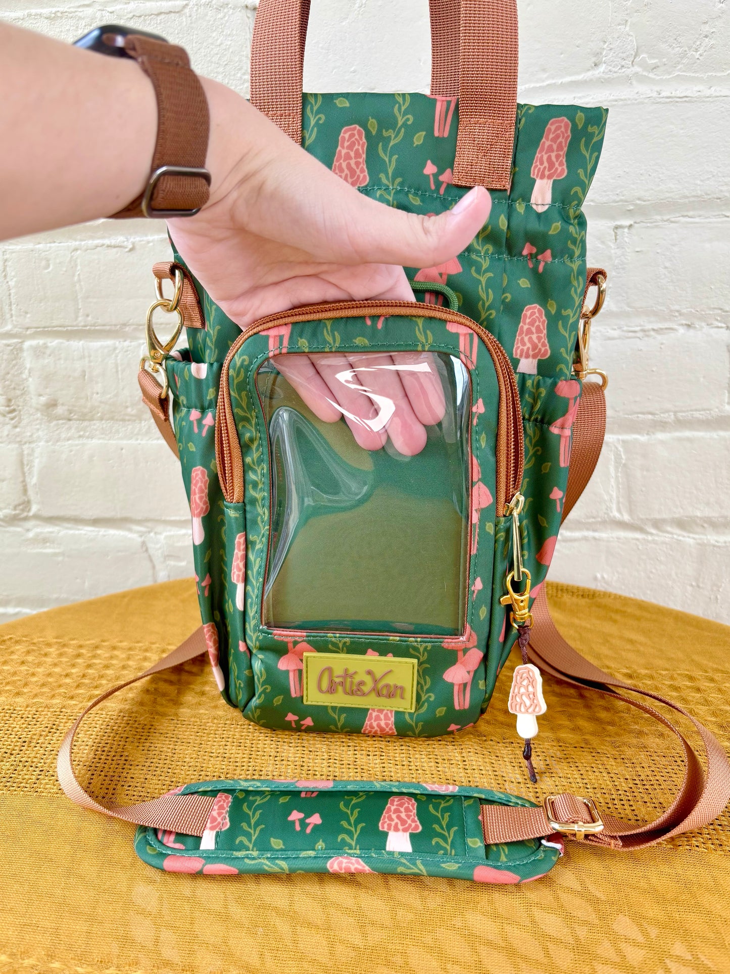 Large Mushroom Ita Water Bottle Bag with Fidget Zipper Pull