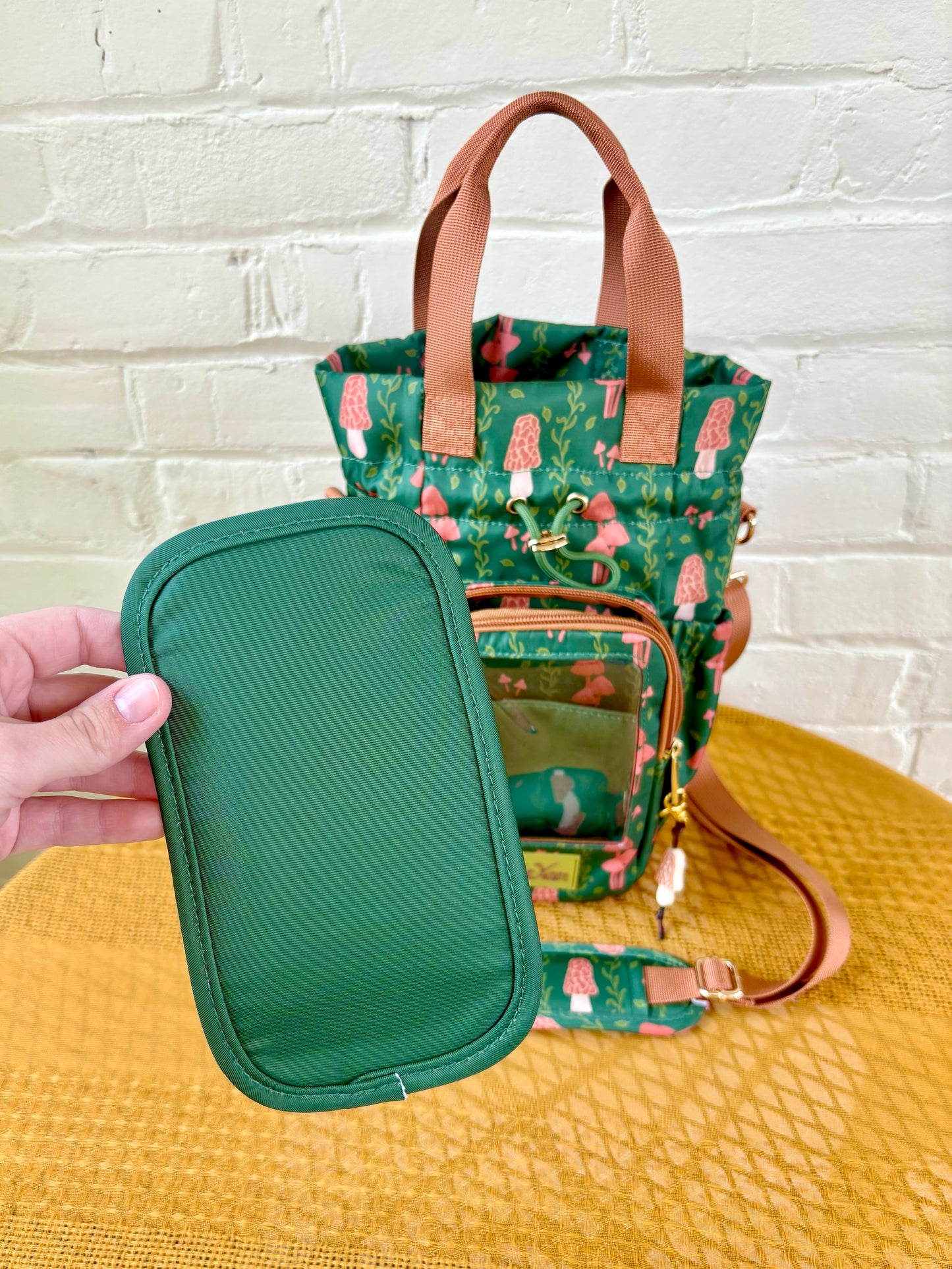 Large Mushroom Ita Water Bottle Bag with Fidget Zipper Pull