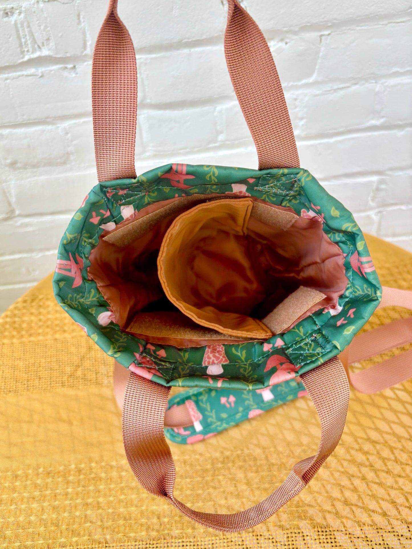 Large Mushroom Ita Water Bottle Bag with Fidget Zipper Pull
