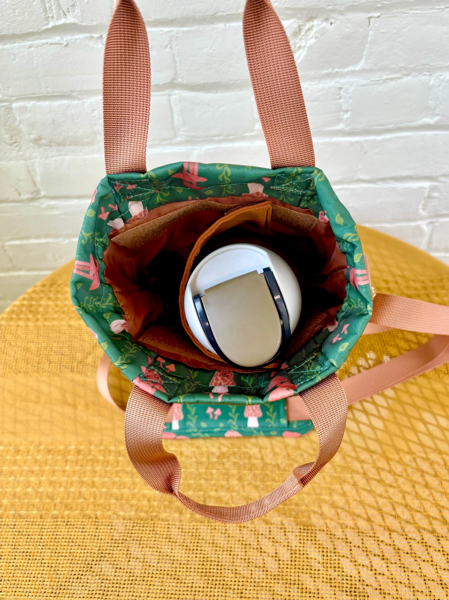 Large Mushroom Ita Water Bottle Bag with Fidget Zipper Pull