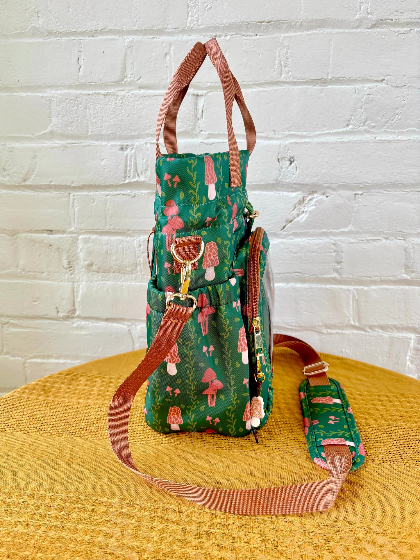 Large Mushroom Ita Water Bottle Bag with Fidget Zipper Pull