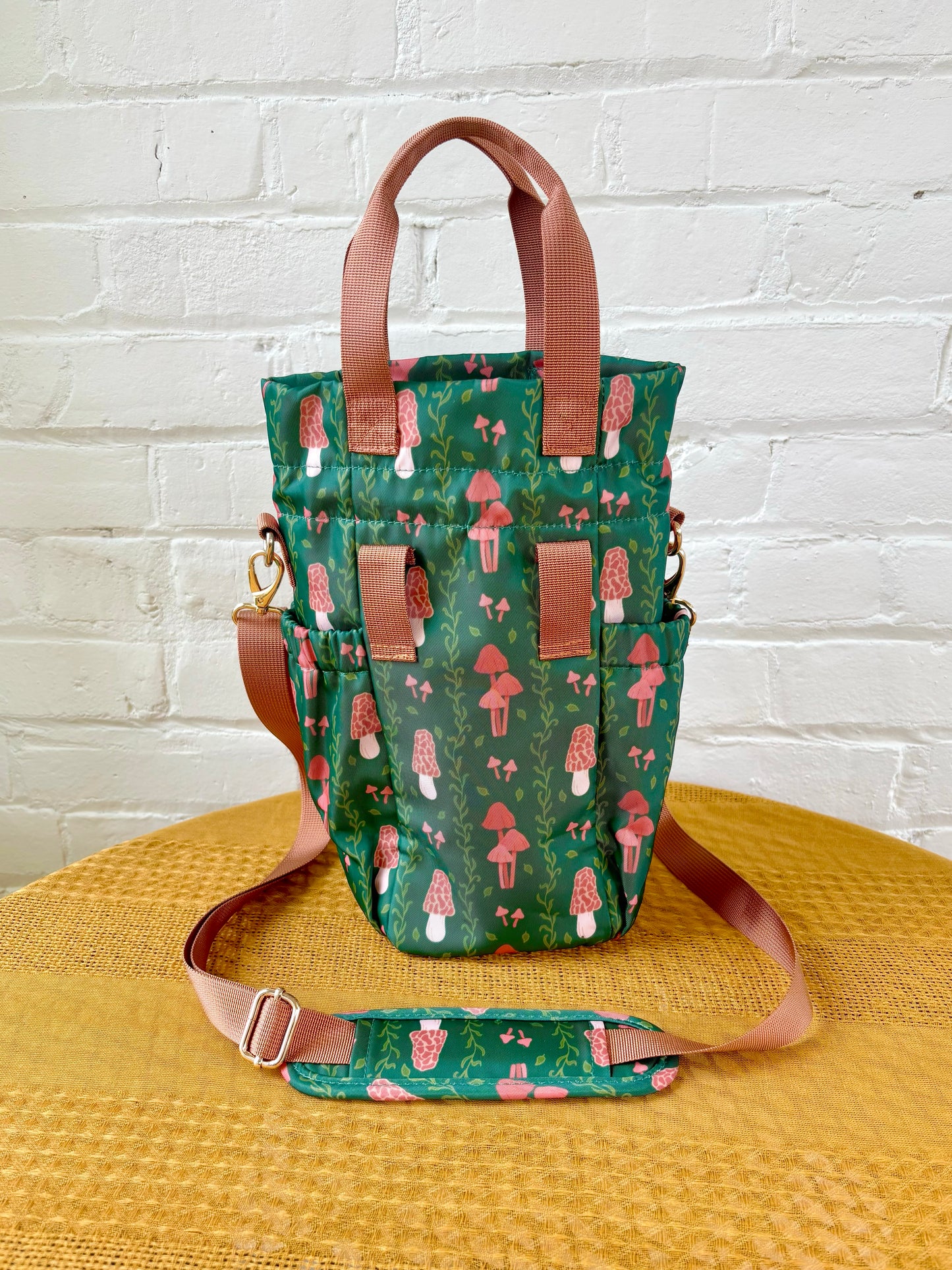 Large Mushroom Ita Water Bottle Bag with Fidget Zipper Pull