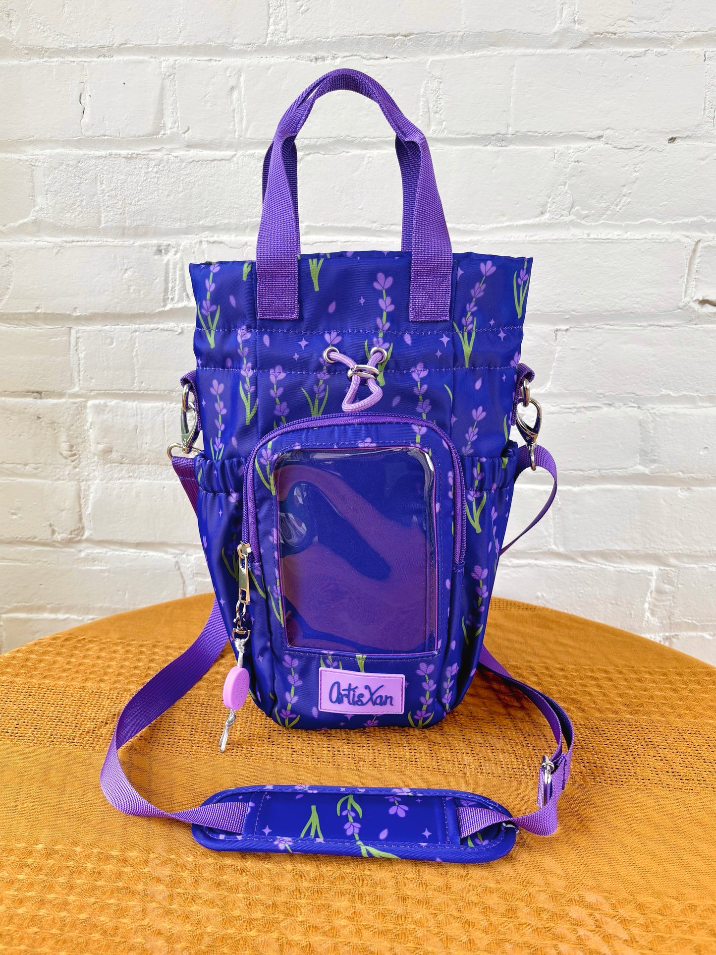 Large Lavender Ita Water Bottle Bag with Fidget Zipper Pull