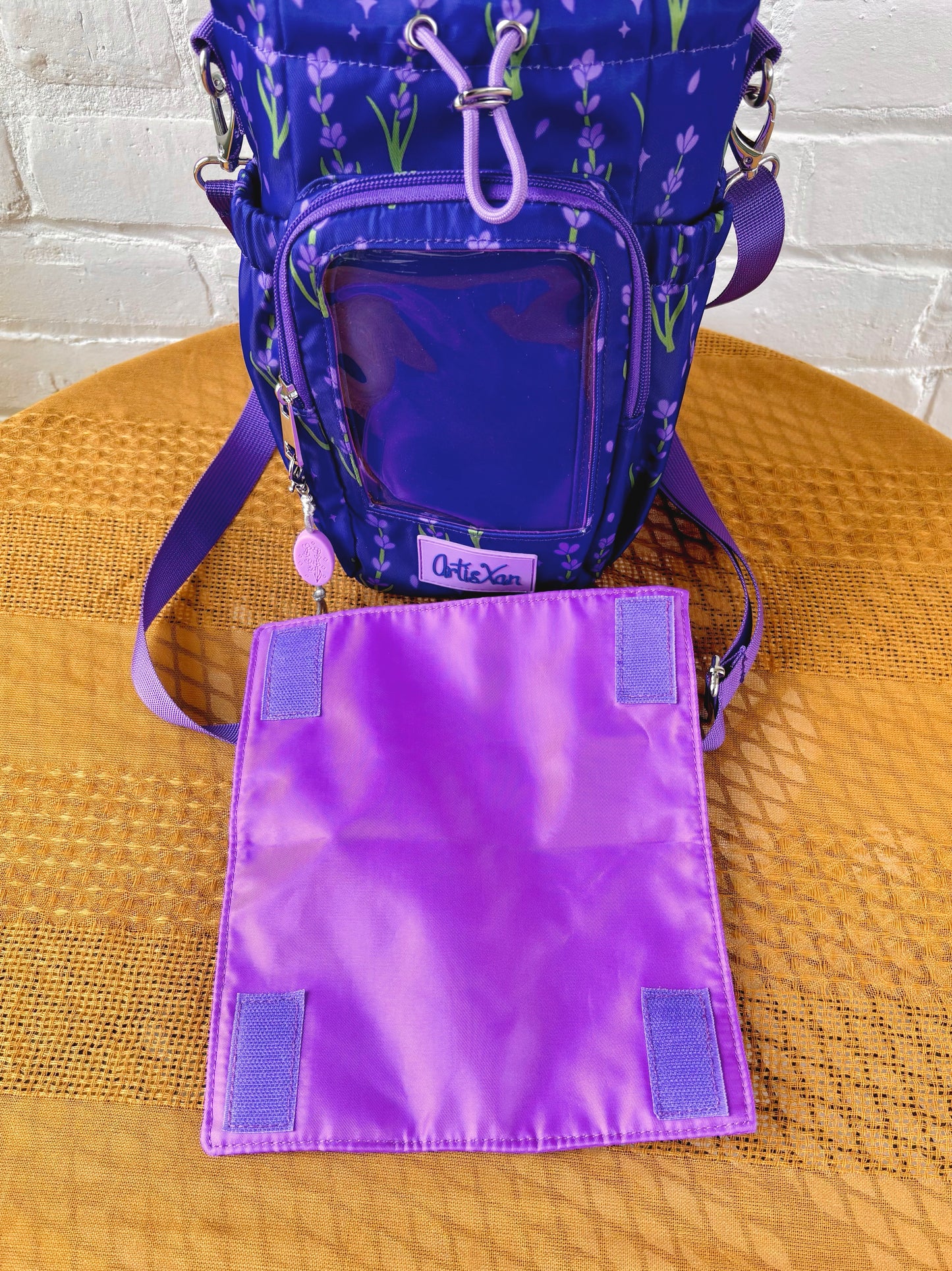Large Lavender Ita Water Bottle Bag with Fidget Zipper Pull