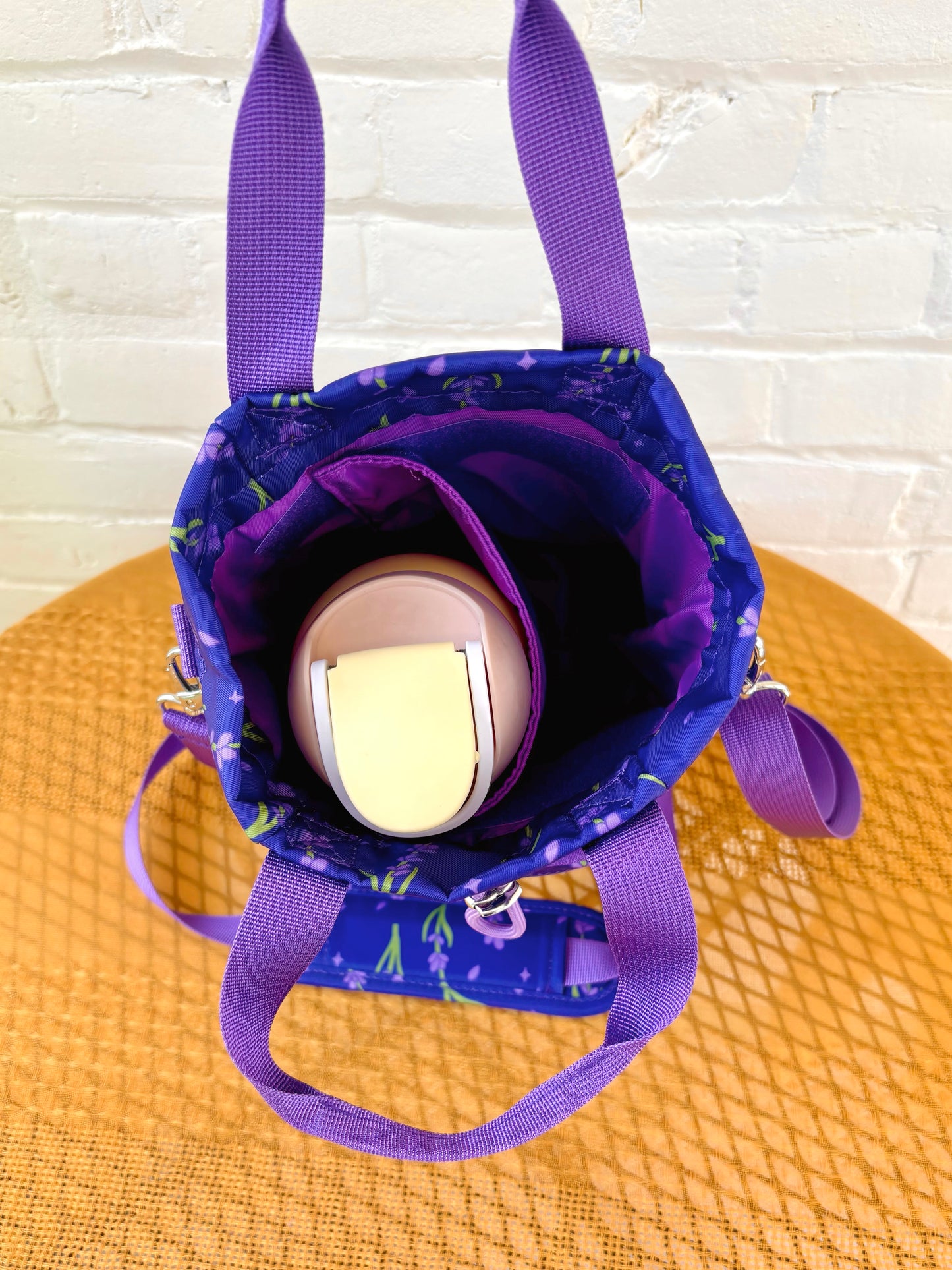 Large Lavender Ita Water Bottle Bag with Fidget Zipper Pull