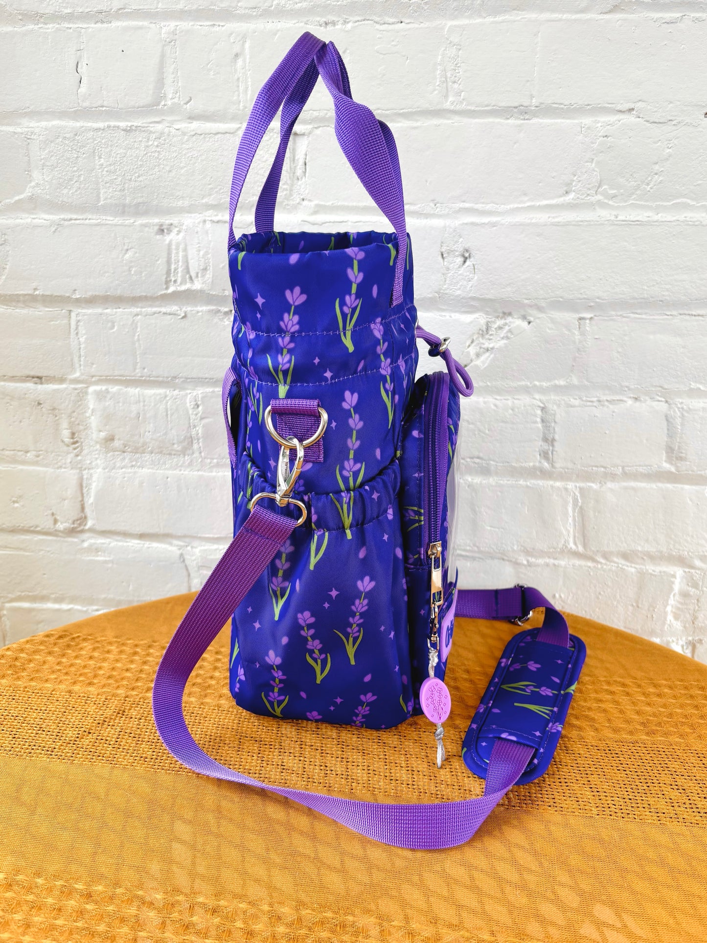 Large Lavender Ita Water Bottle Bag with Fidget Zipper Pull