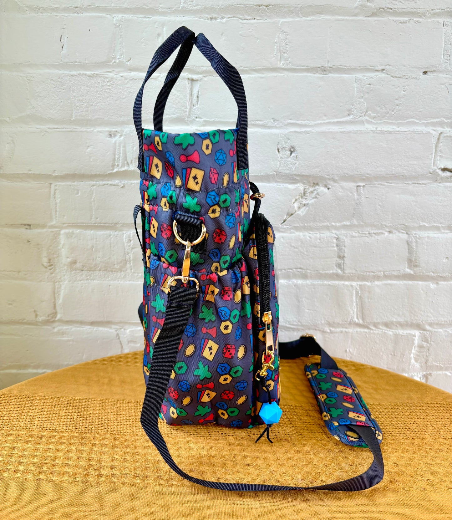 Large Gray Game Ita Water Bottle Bag with Fidget Zipper Pull