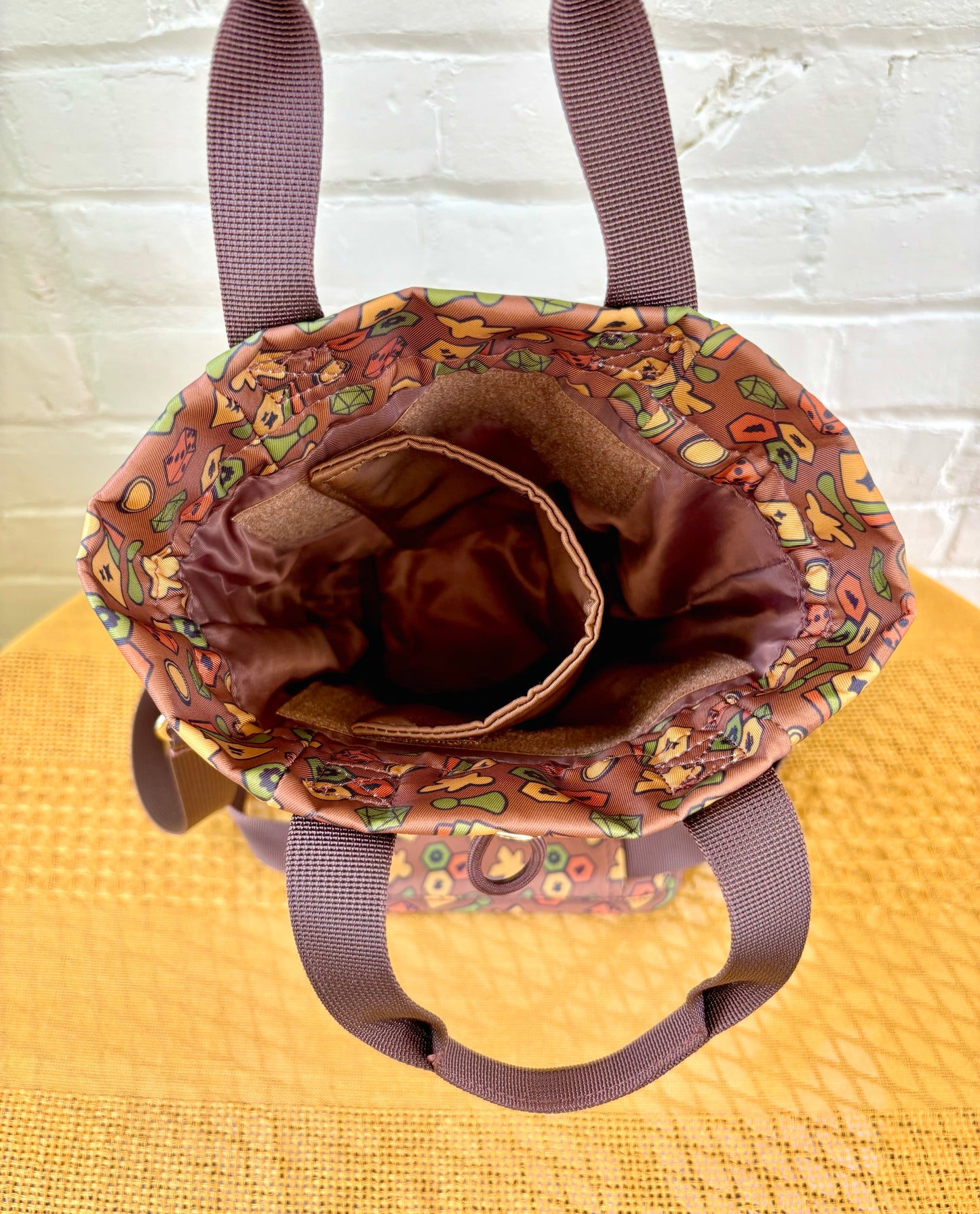 Large Brown Game Ita Water Bottle Bag with Fidget Zipper Pull