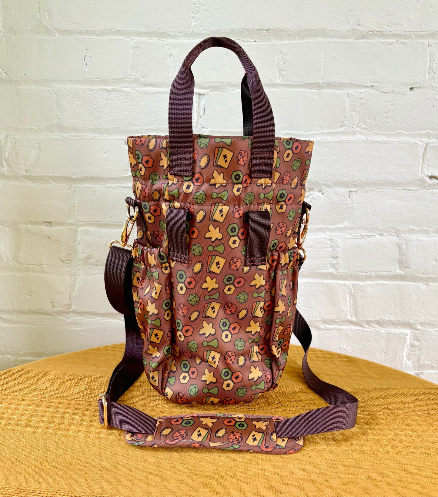 Large Brown Game Ita Water Bottle Bag with Fidget Zipper Pull