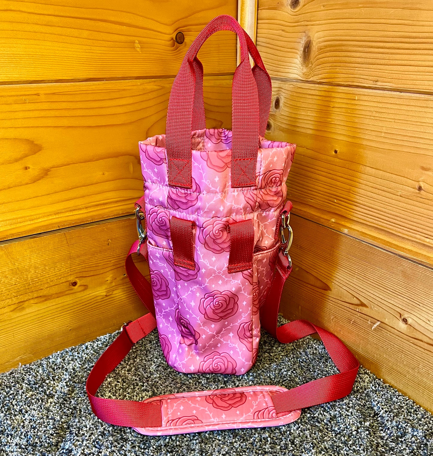 Rose Water Bottle Bag with Fidget Zipper Pull