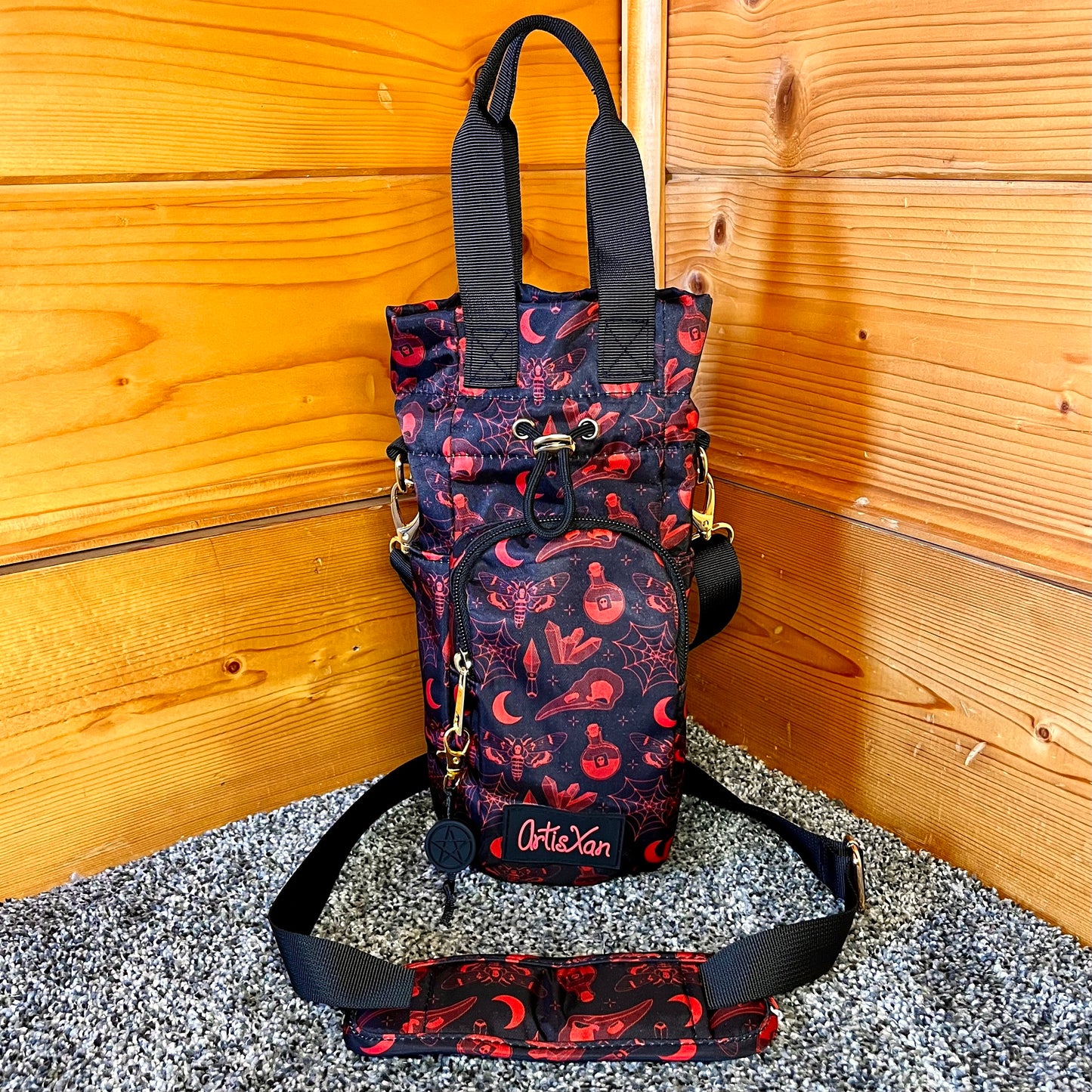 Witchy Water Bottle Bag with Fidget Zipper Pull