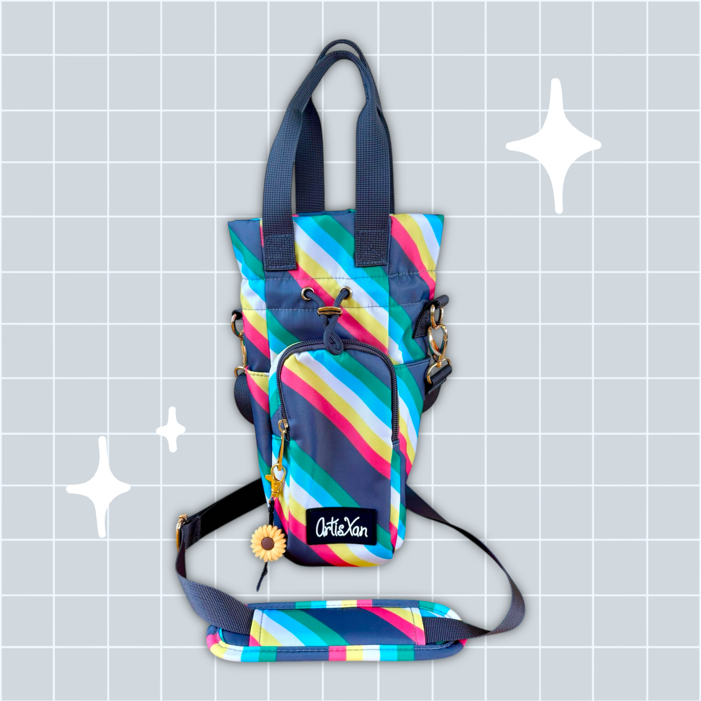 Disability Water Bottle Bag with Fidget Zipper Pull