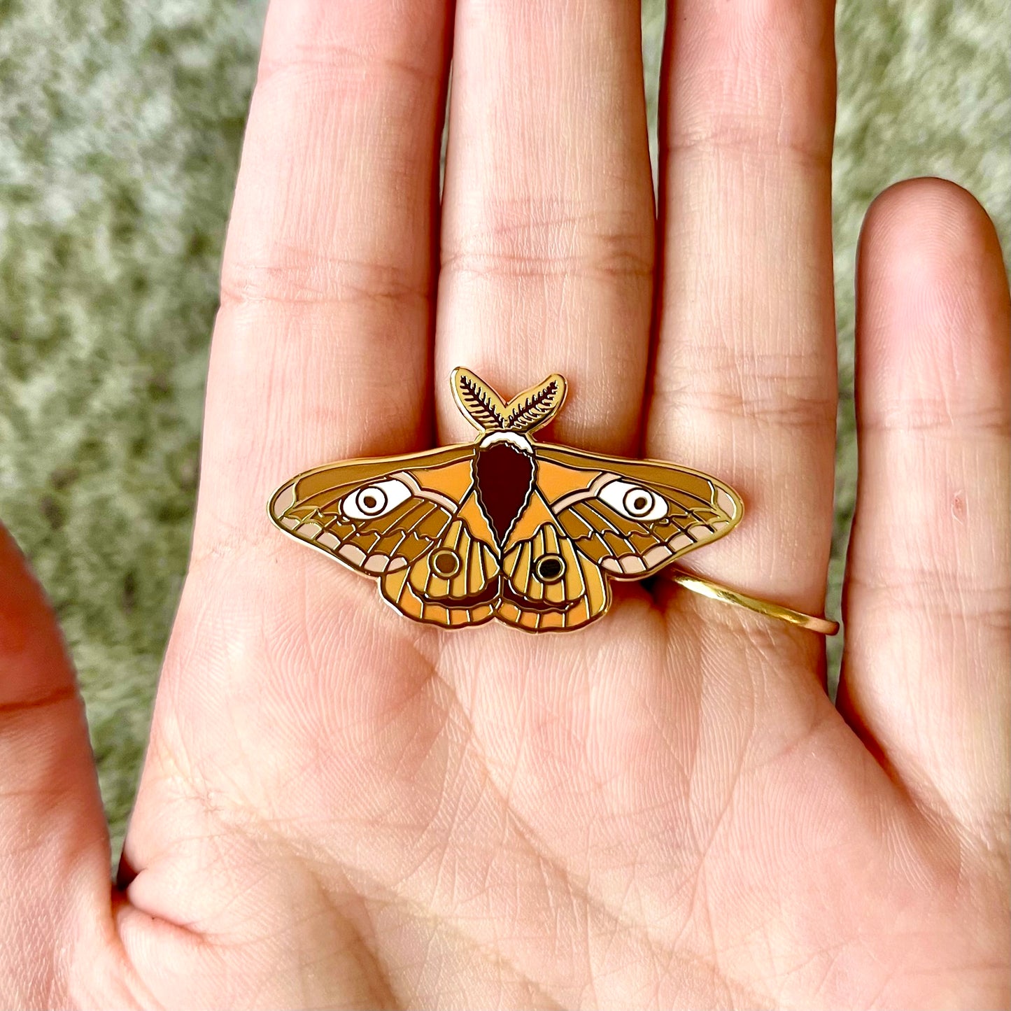 Emperor Moth Enamel Pin
